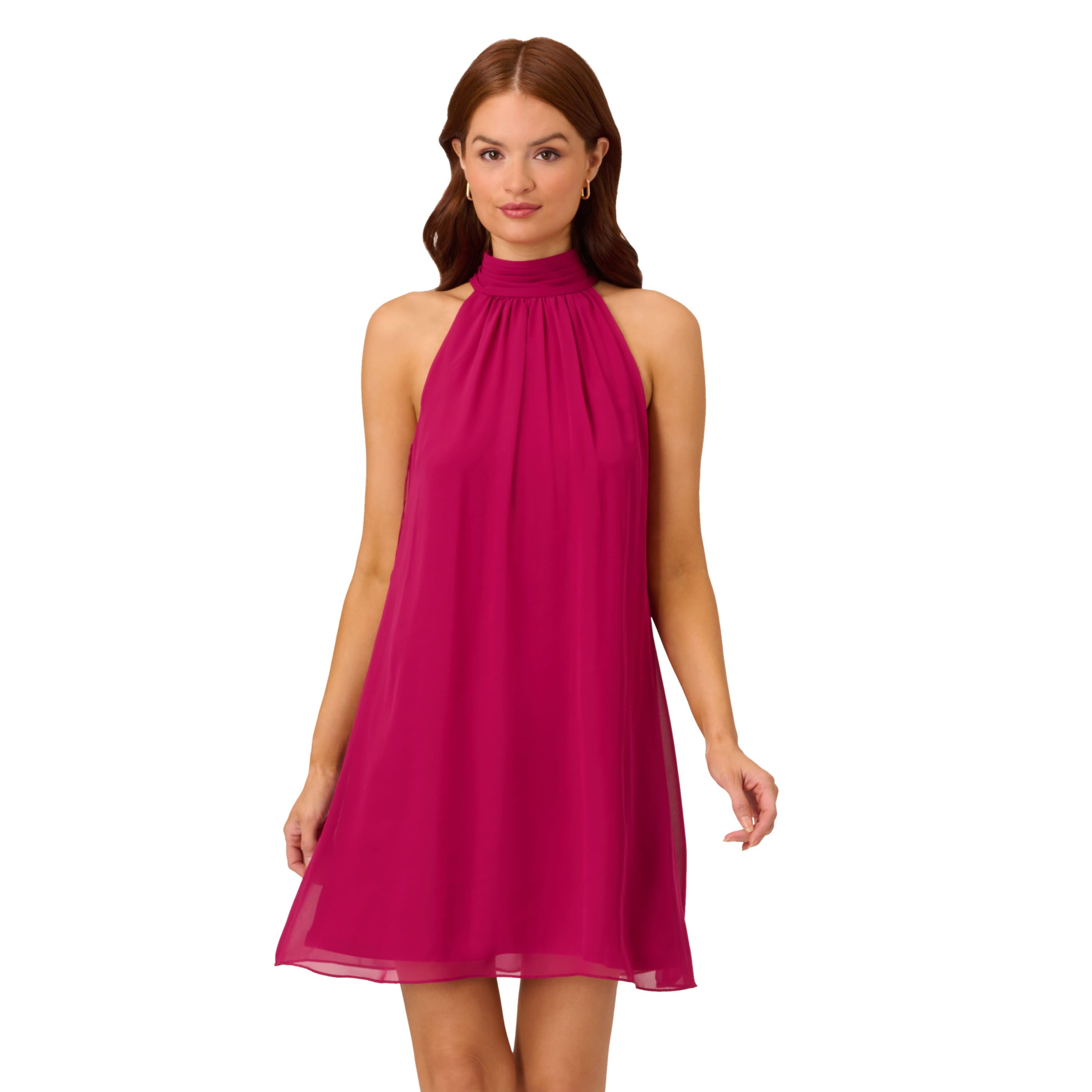 MOCKNECK CHIFFON JERSEY DRESS