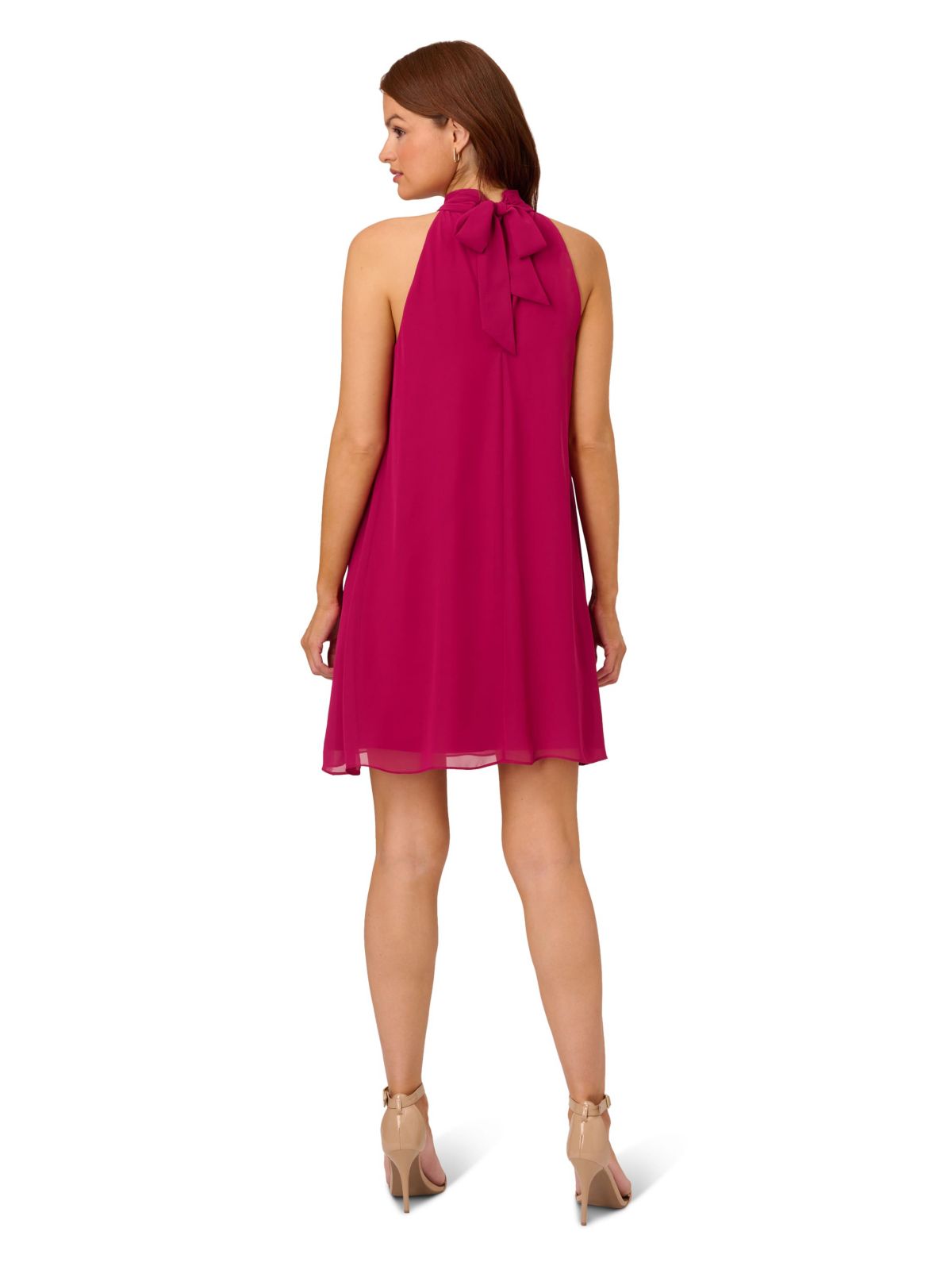 MOCKNECK CHIFFON JERSEY DRESS