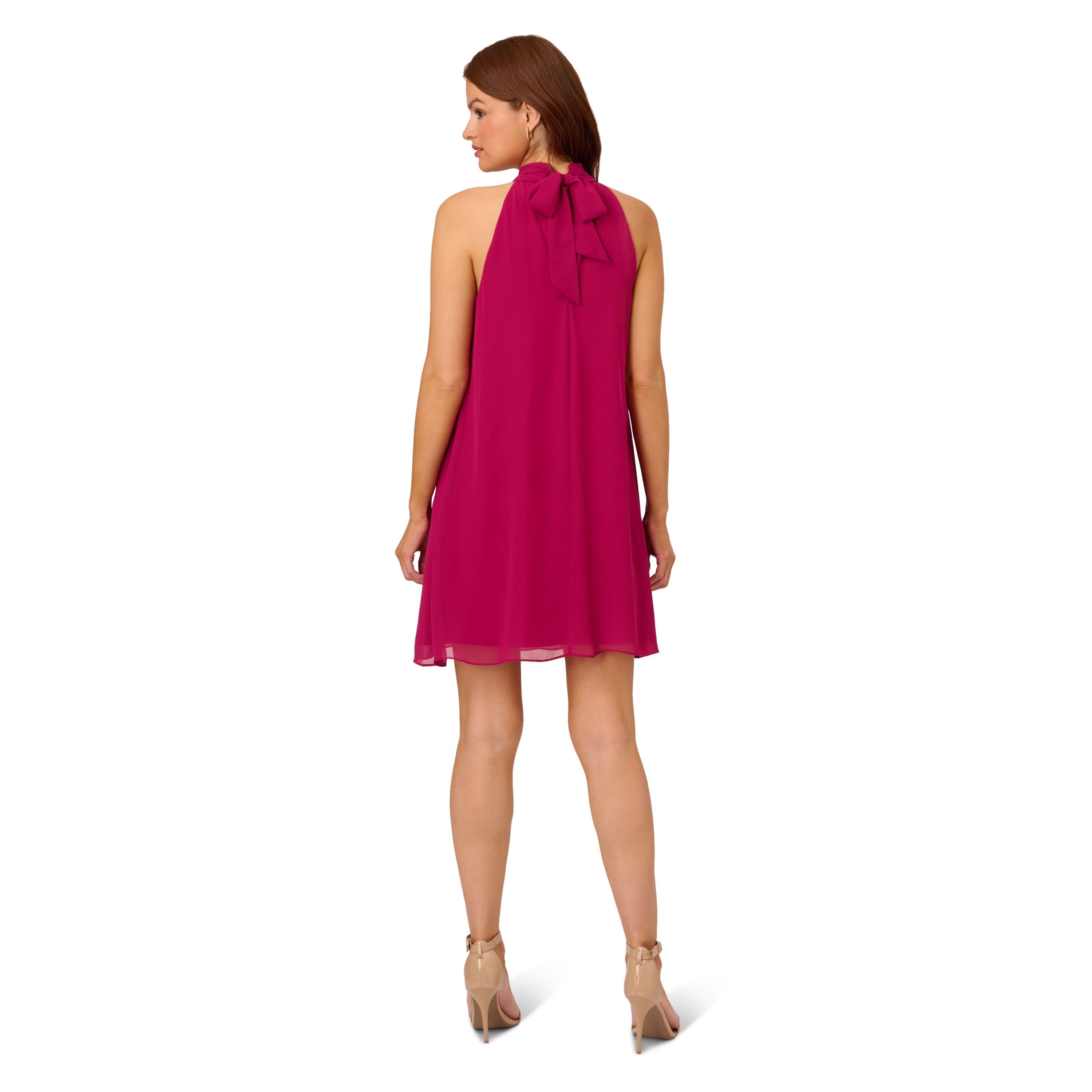 MOCKNECK CHIFFON JERSEY DRESS