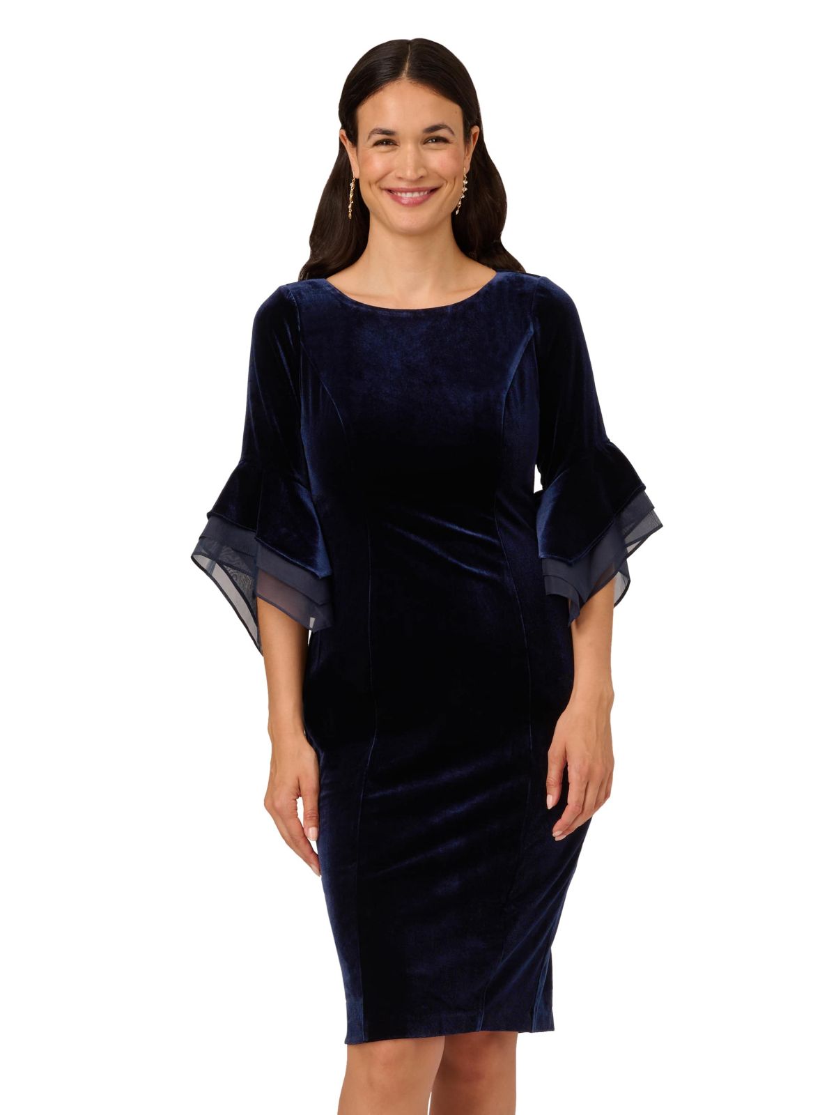 Velvet Bell Sleeve Short Dress