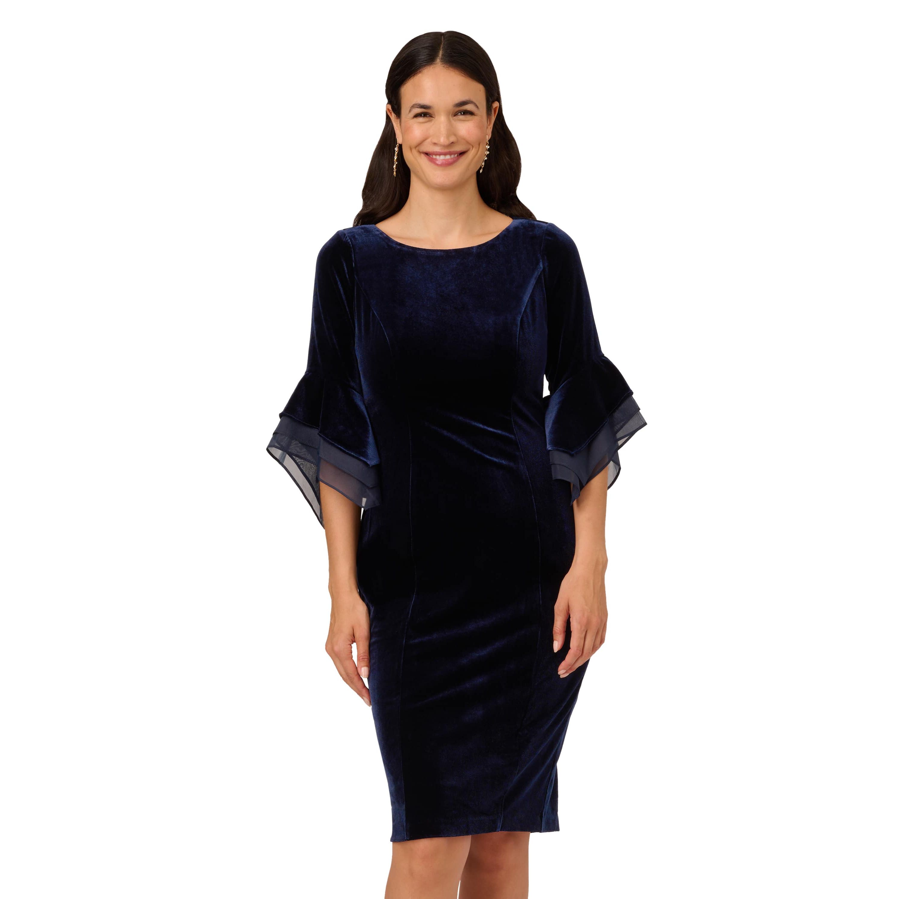 Velvet Bell Sleeve Short Dress