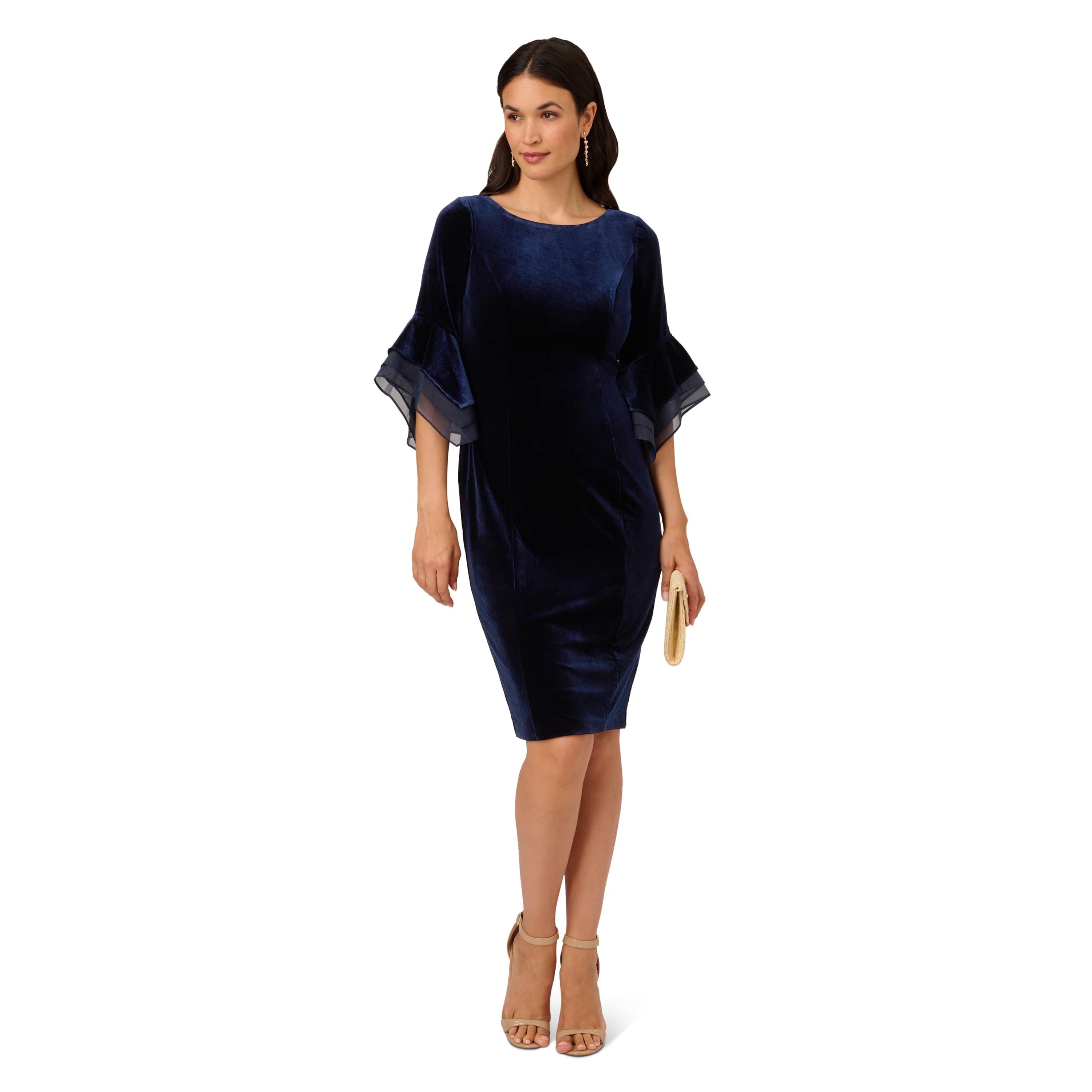Velvet Bell Sleeve Short Dress