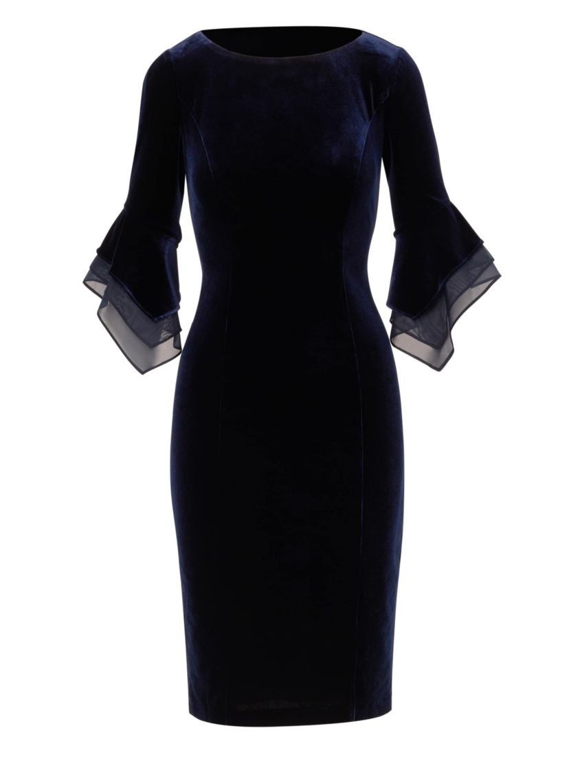 Velvet Bell Sleeve Short Dress