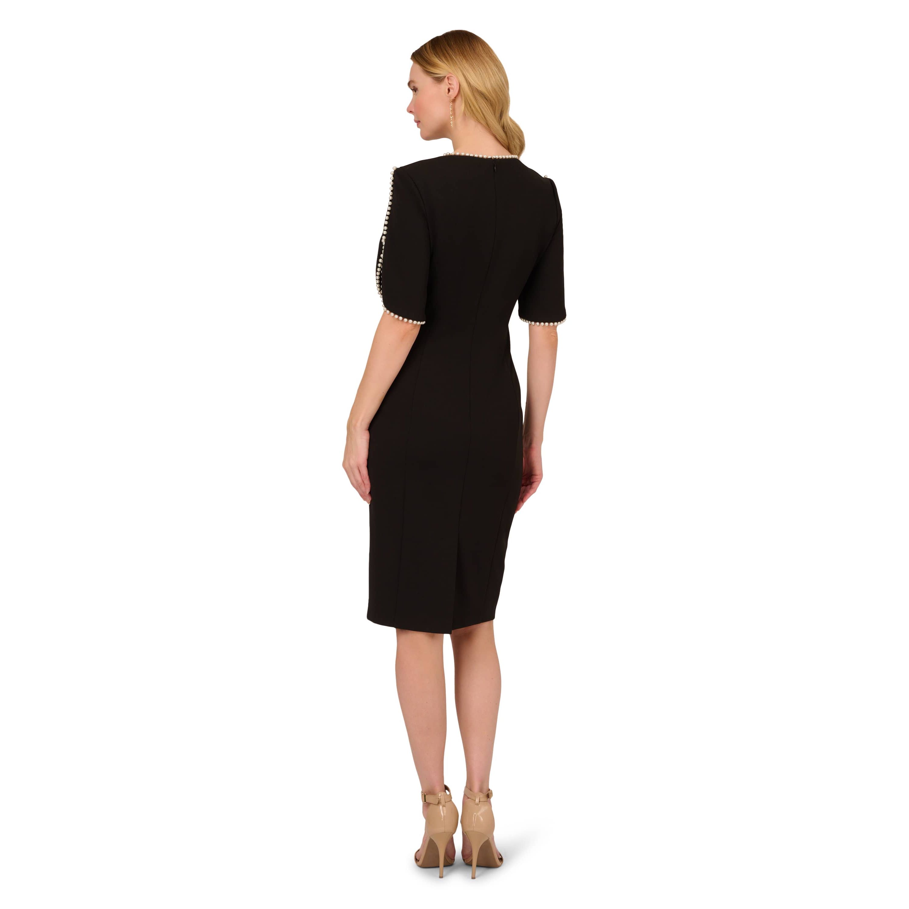 Knit Crepe Pearl Midi Dress