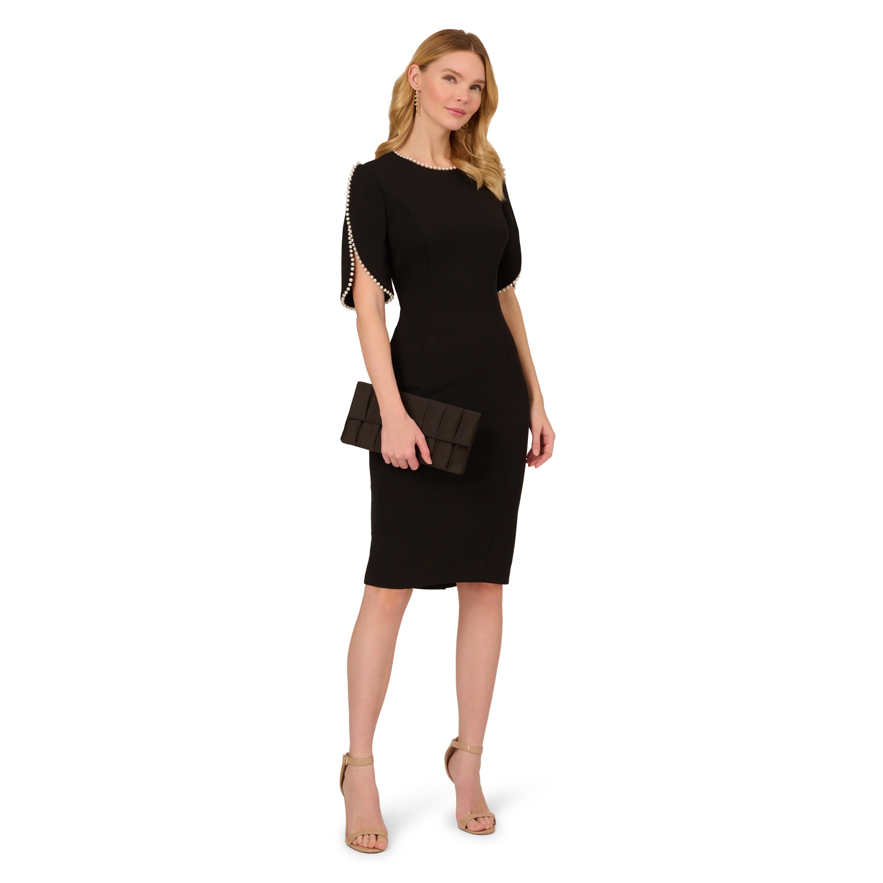 Knit Crepe Pearl Midi Dress