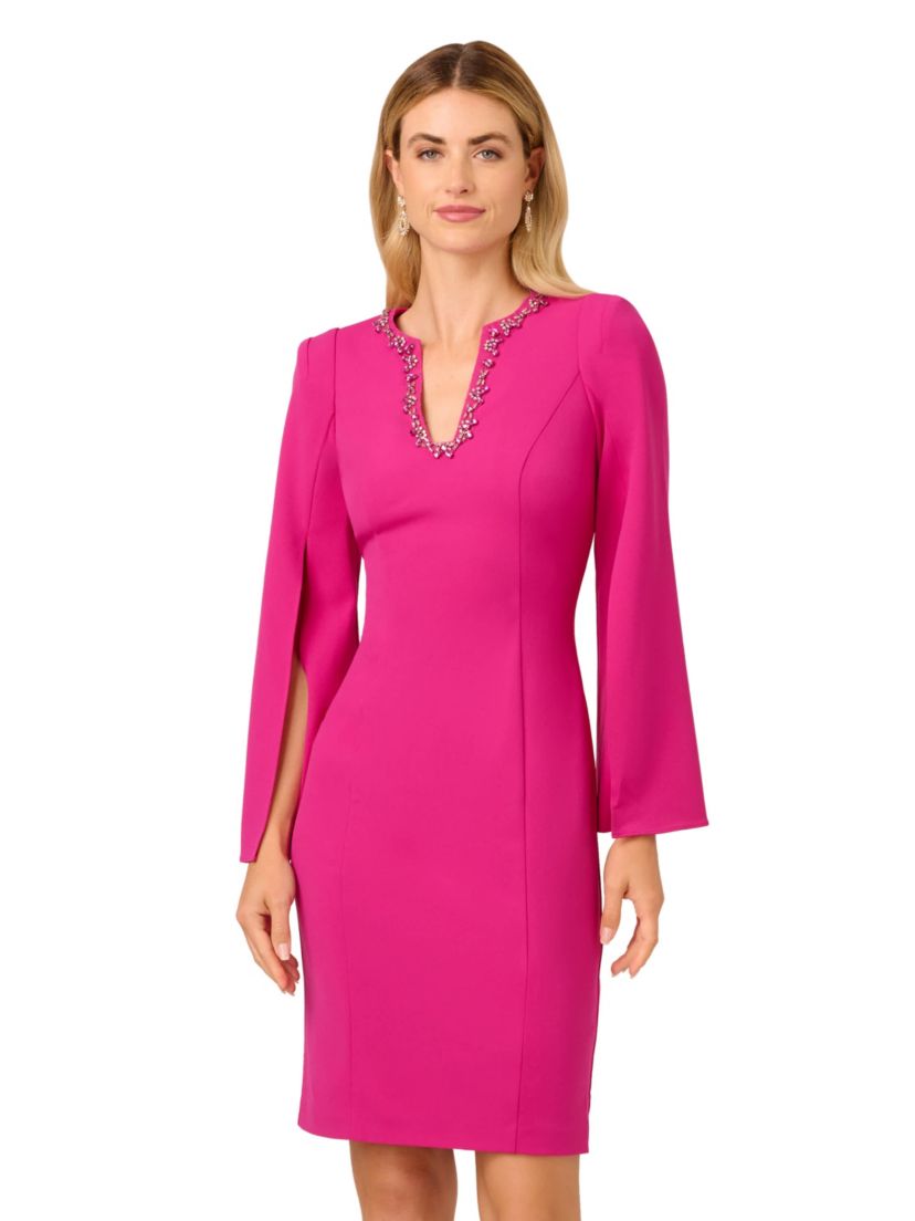 Knit Crepe Jewel Short Dress