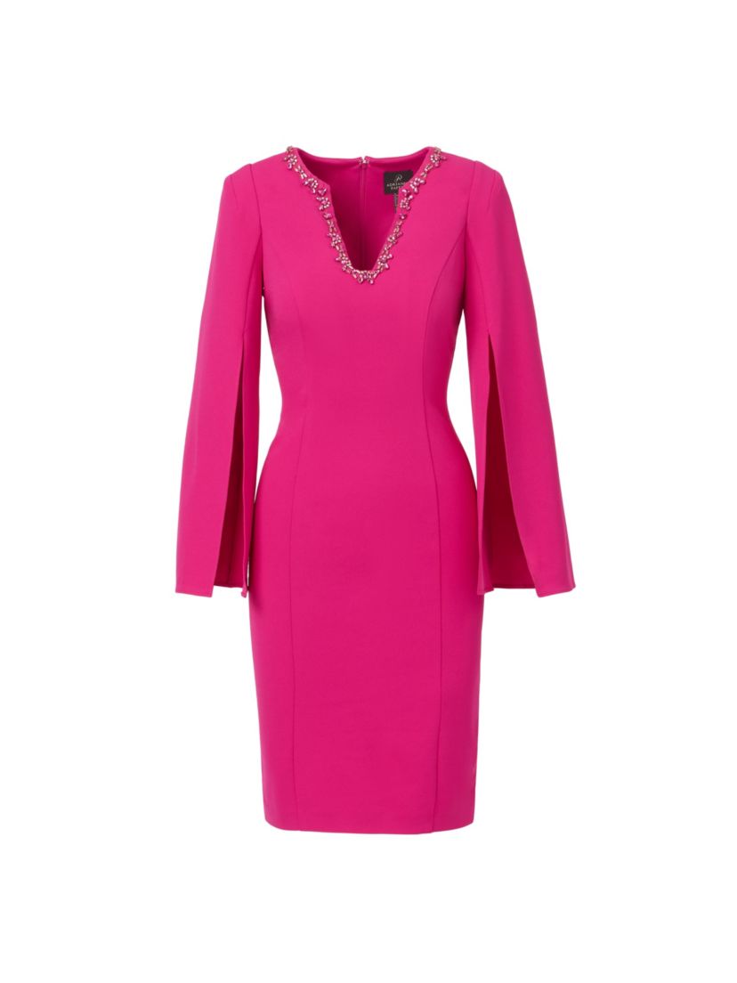 Knit Crepe Jewel Short Dress