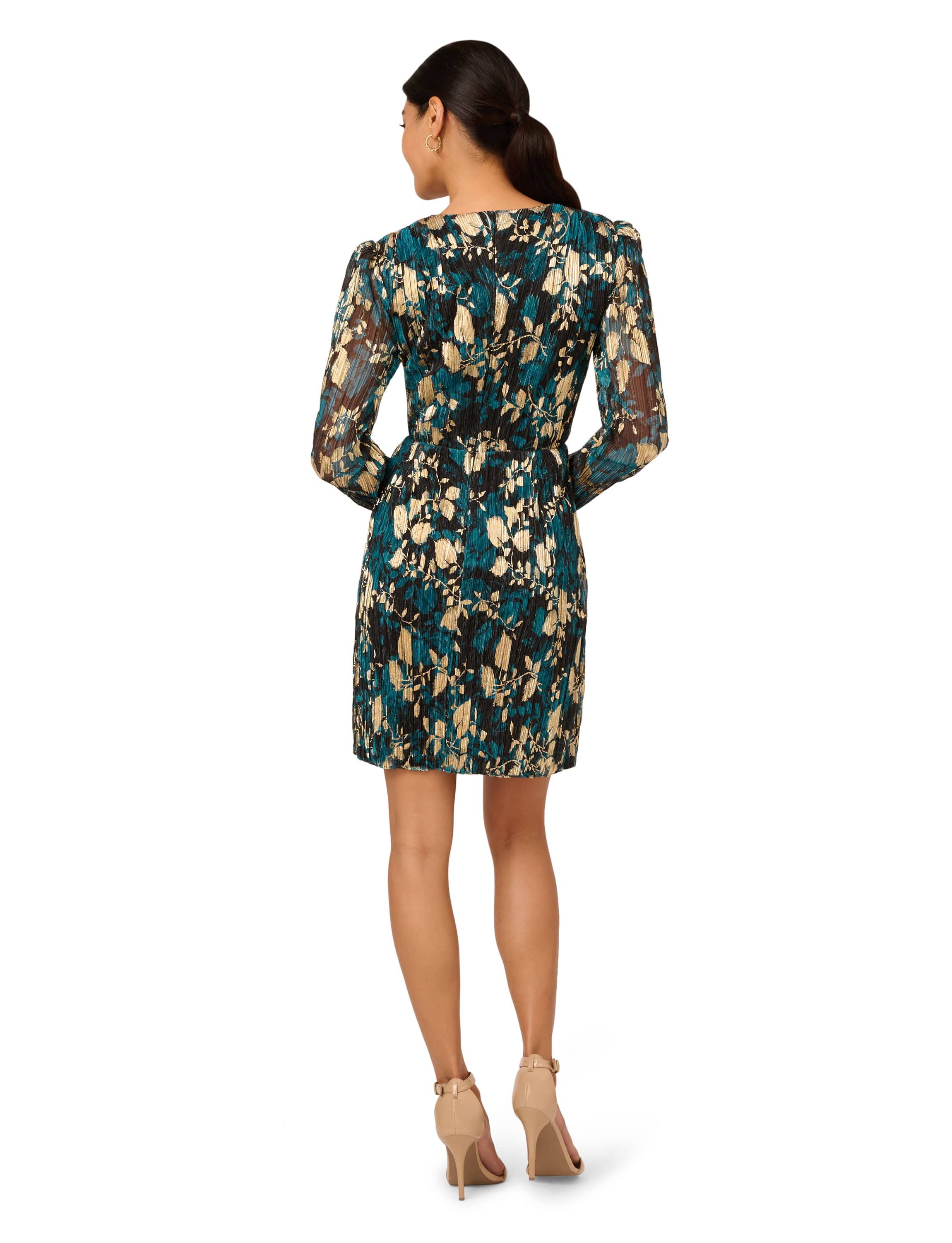 Crinkle Foil Wrap Dress