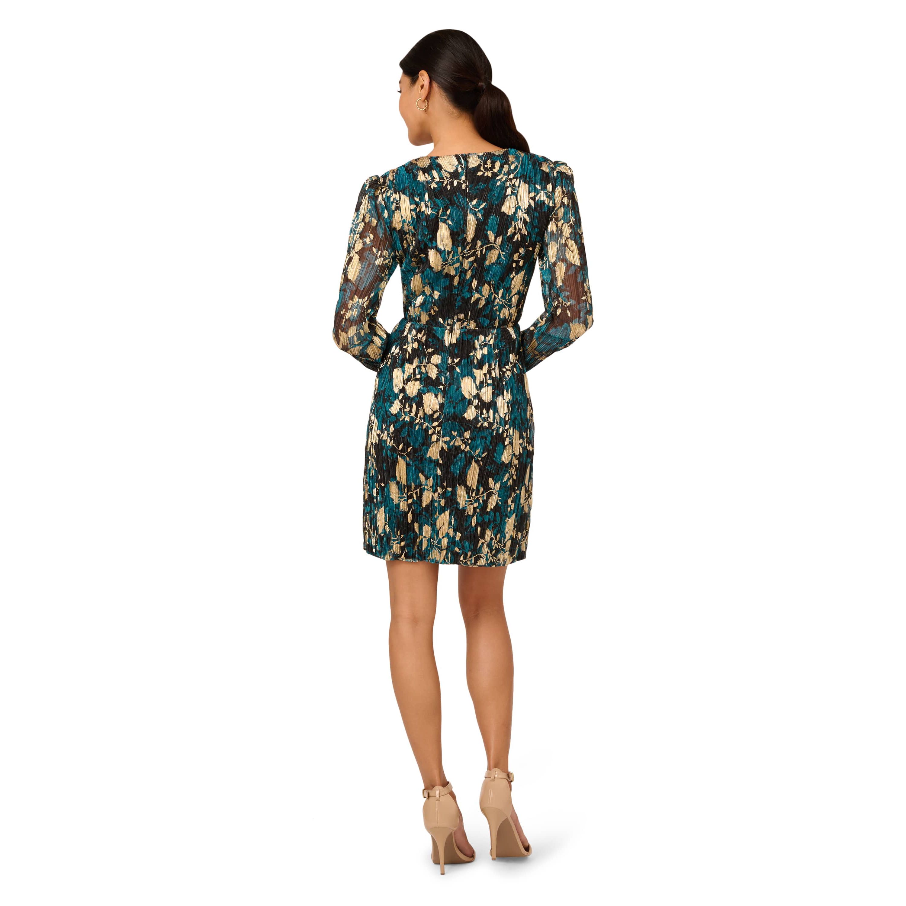 Crinkle Foil Wrap Dress