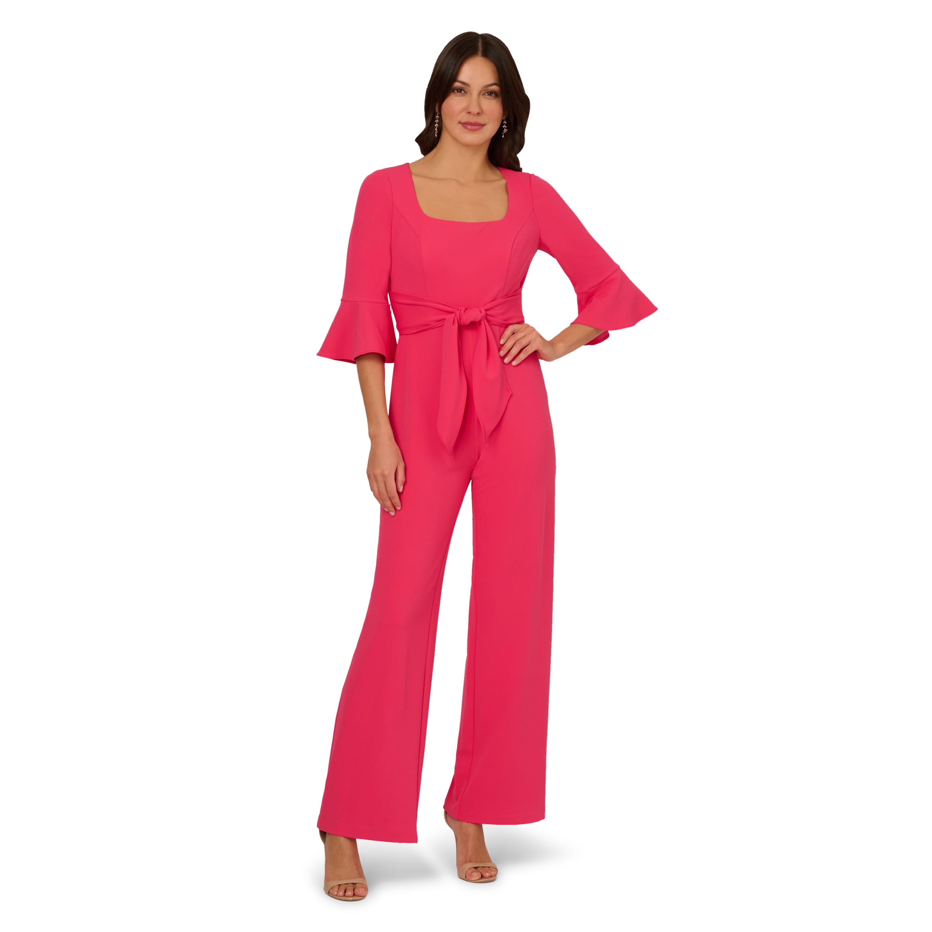 Knit Crepe Tie Front Jumpsuit