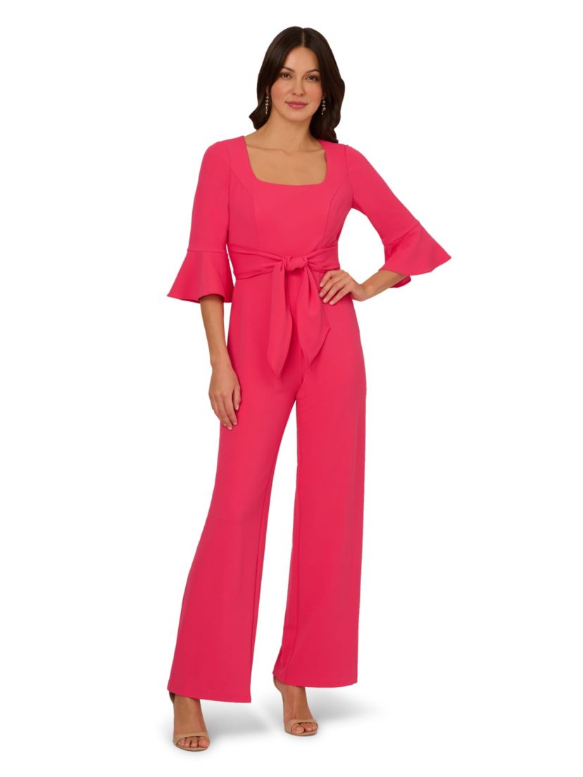 Knit Crepe Tie Front Jumpsuit