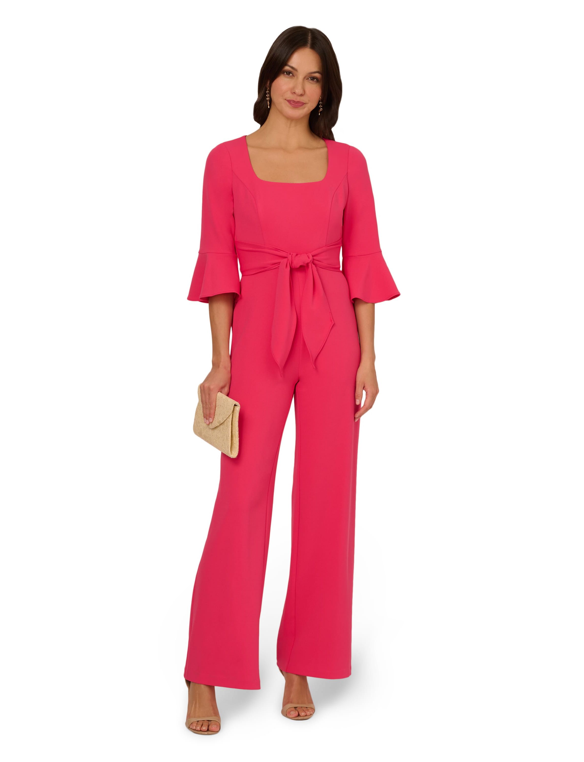 Knit Crepe Tie Front Jumpsuit