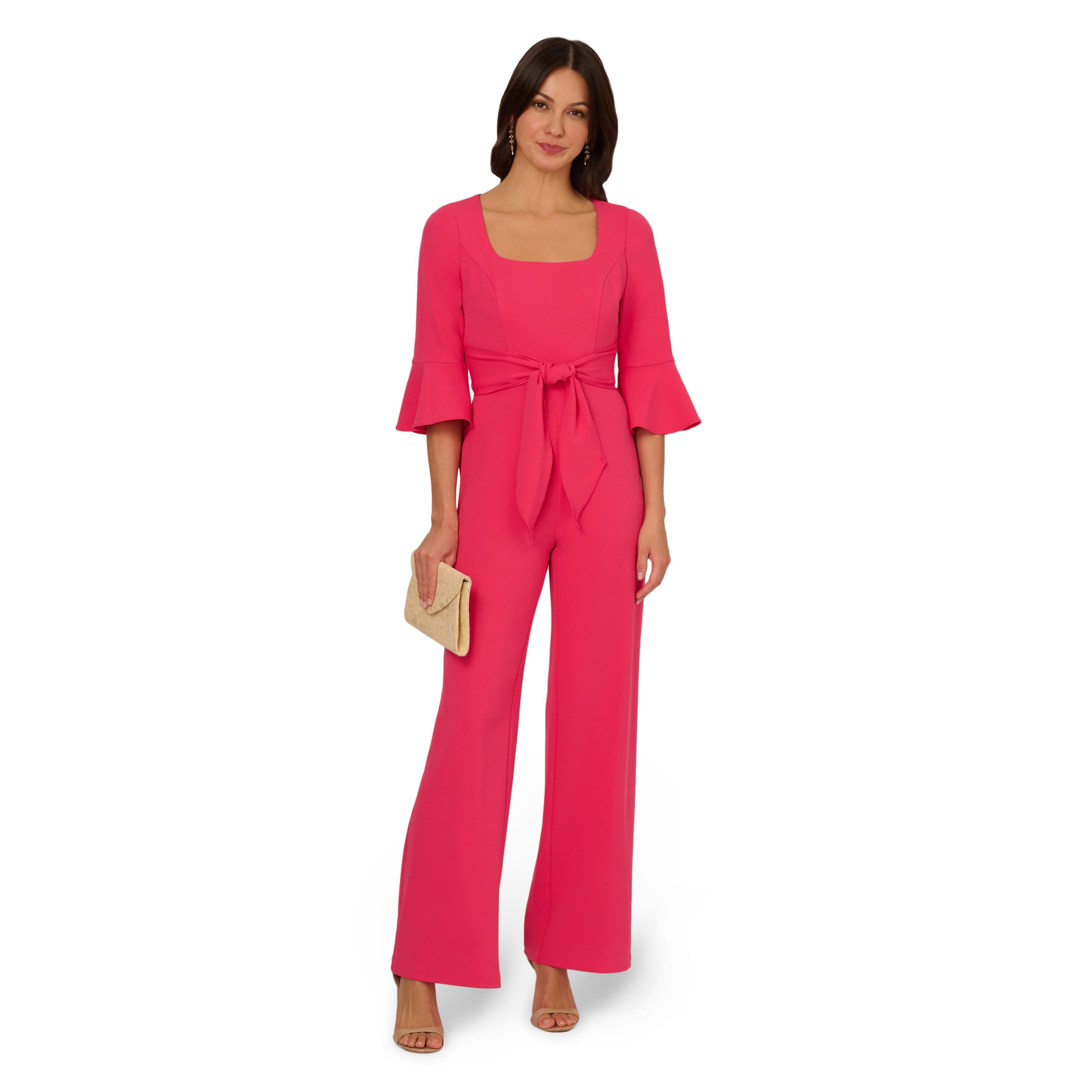 Knit Crepe Tie Front Jumpsuit