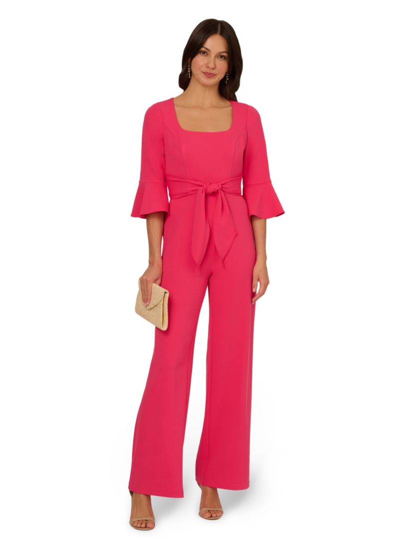 Knit Crepe Tie Front Jumpsuit