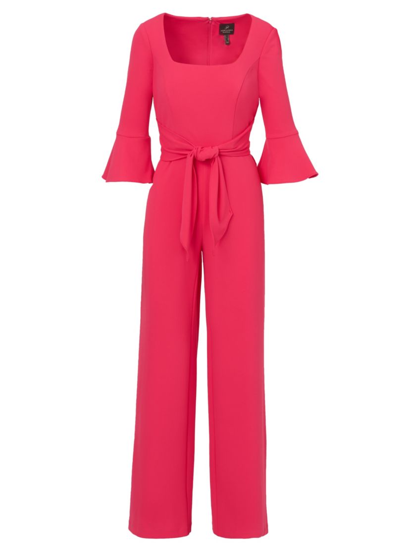 Knit Crepe Tie Front Jumpsuit