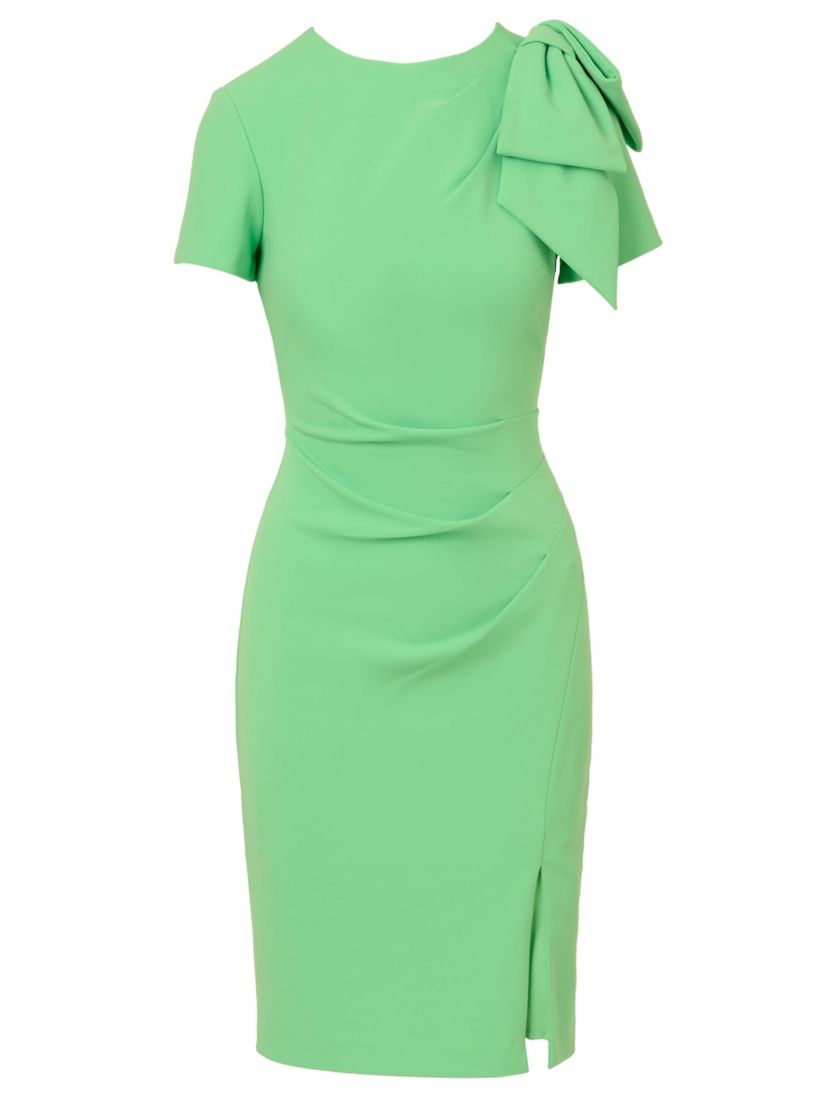 Pleated Bow Midi Dress
