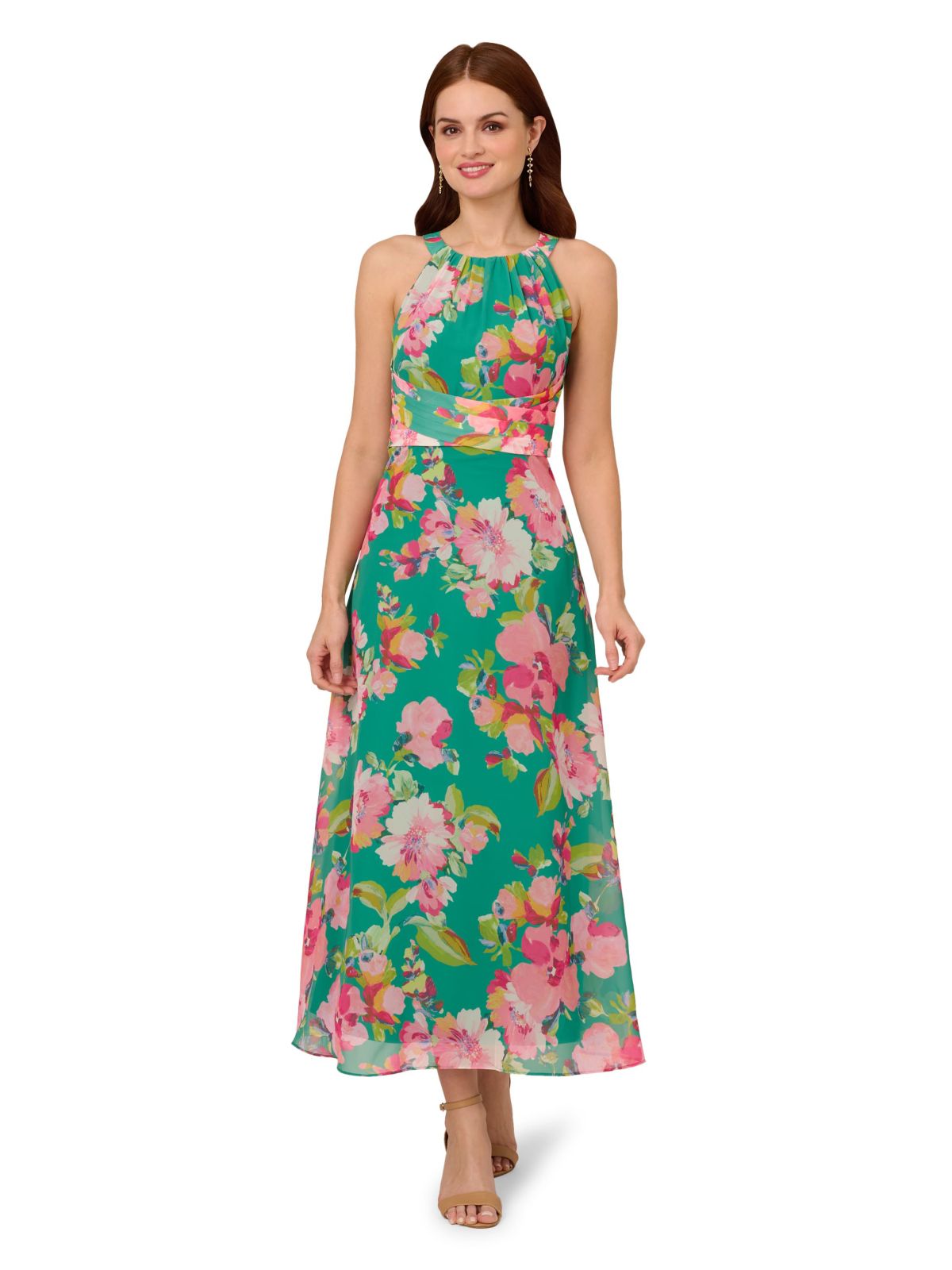 Floral Chiffon Halter Dress