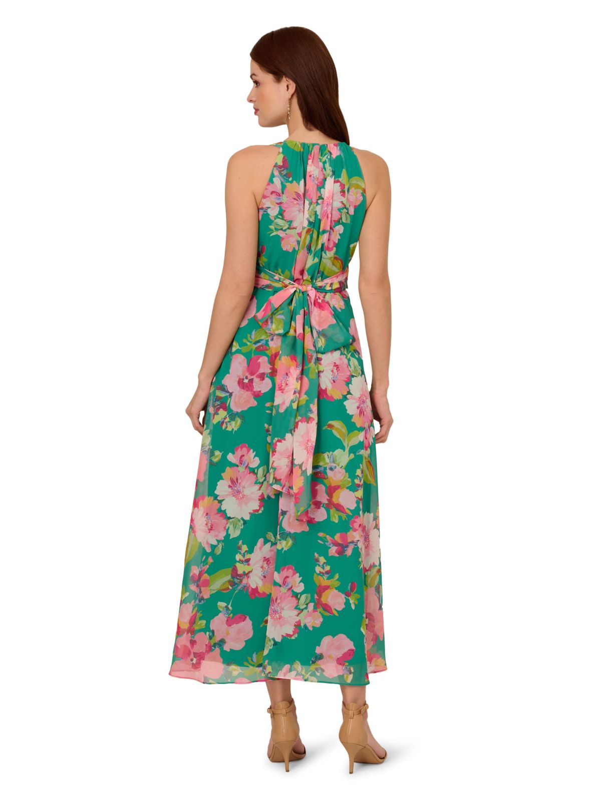 Floral Chiffon Halter Dress