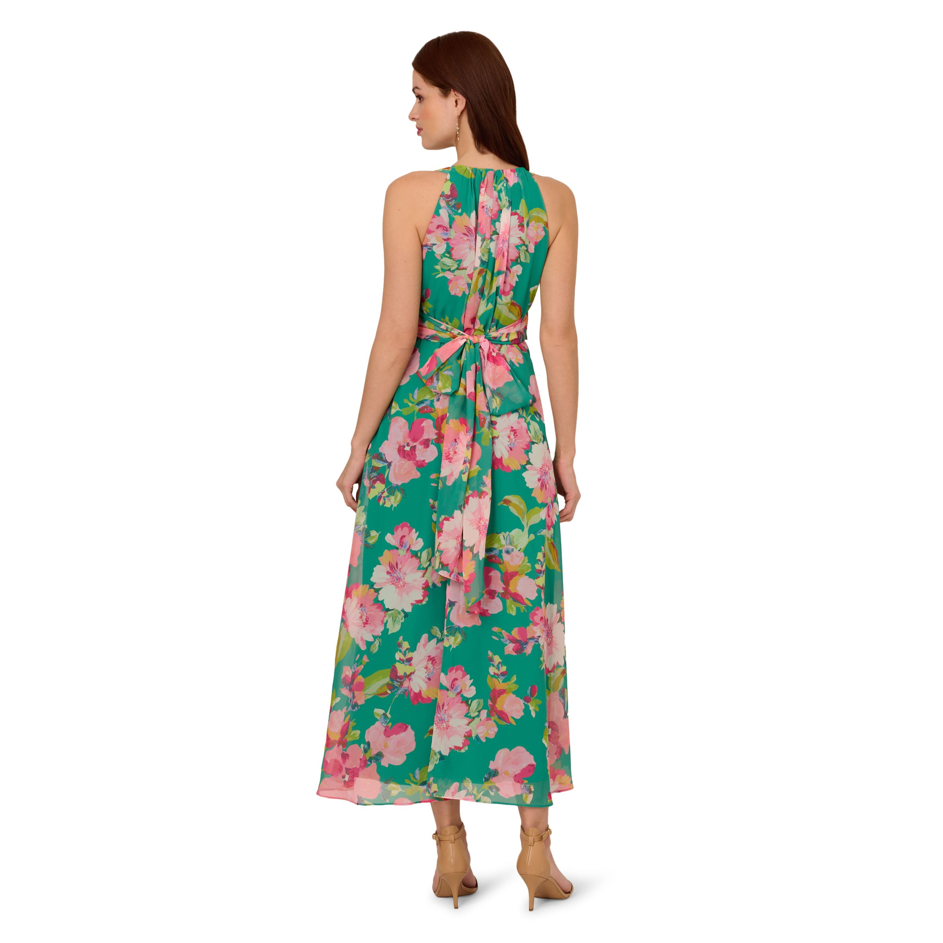 Floral Chiffon Halter Dress