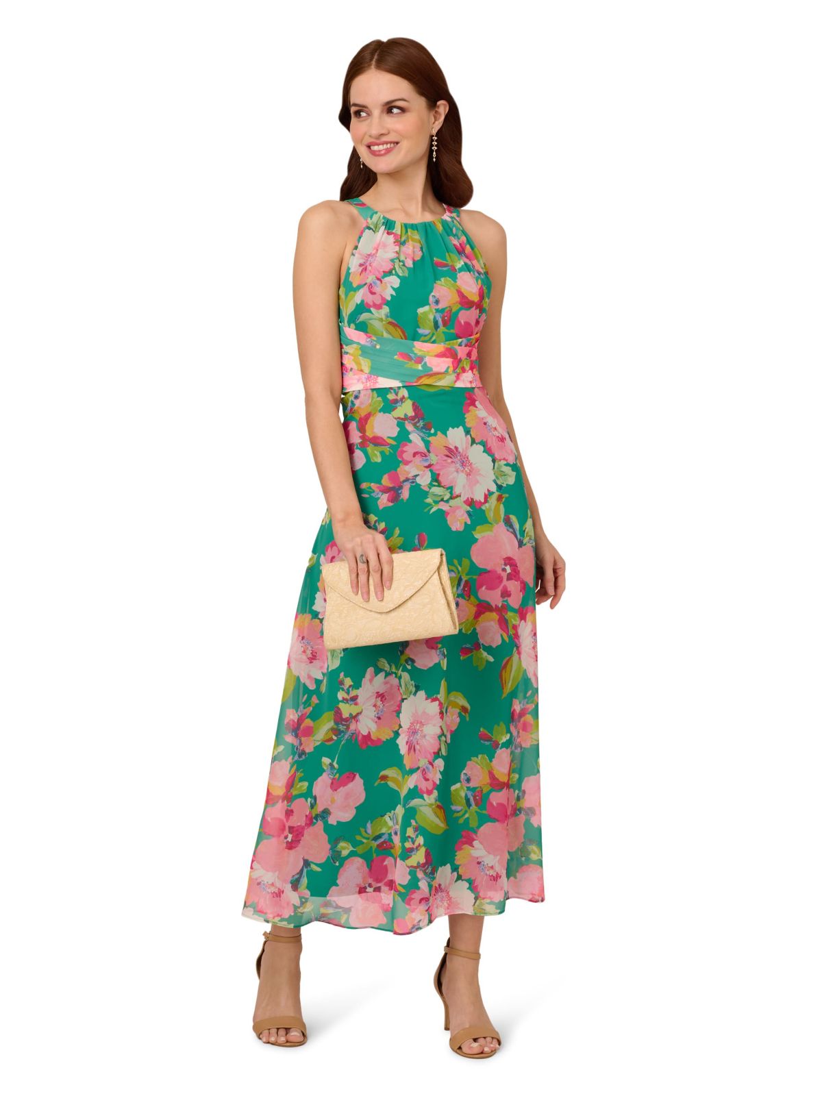 Floral Chiffon Halter Dress