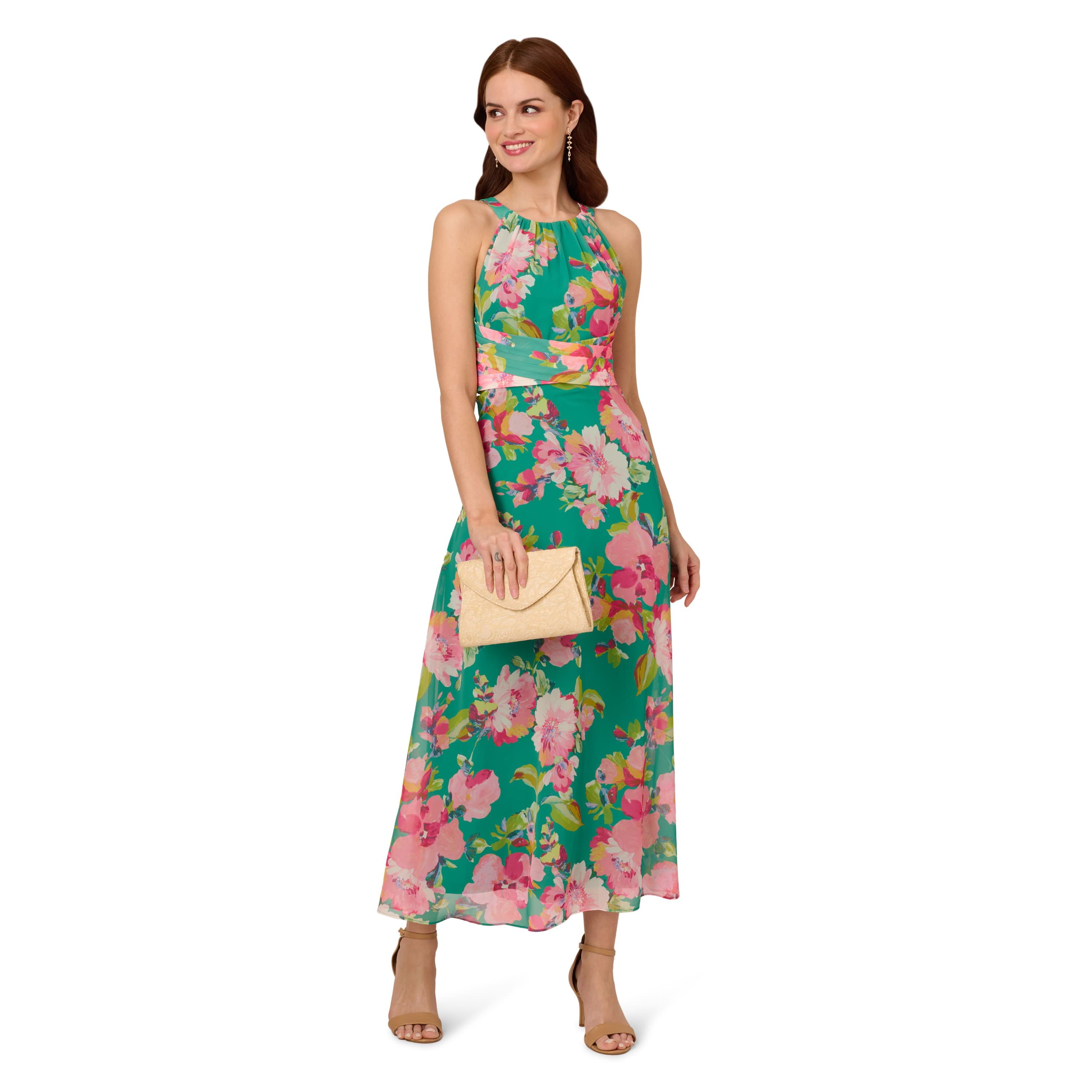 Floral Chiffon Halter Dress