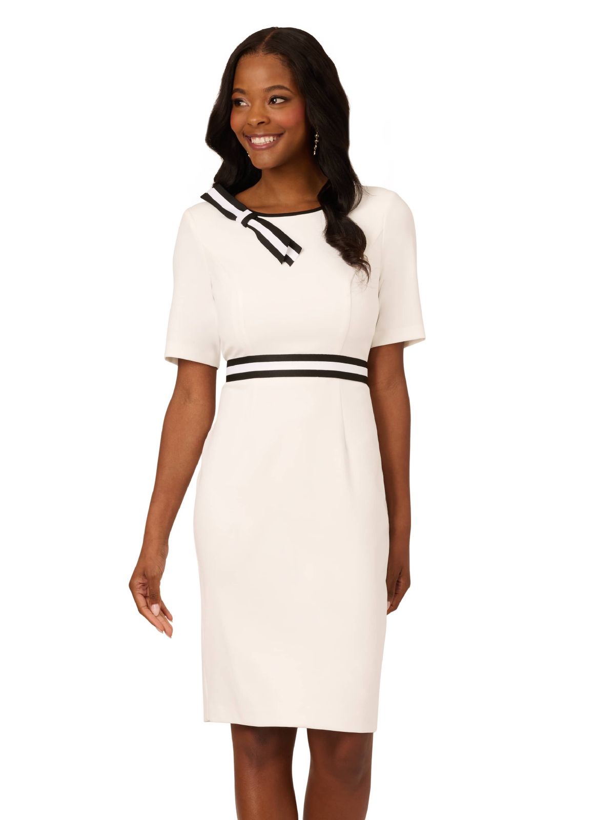 Crepe Ribbon Short Dress