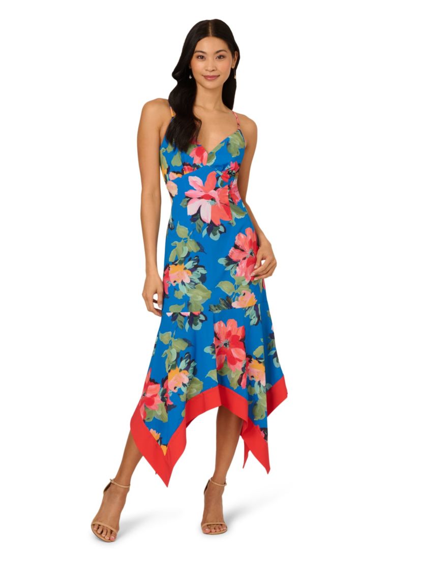 Handkerchief Floral Midi Dress