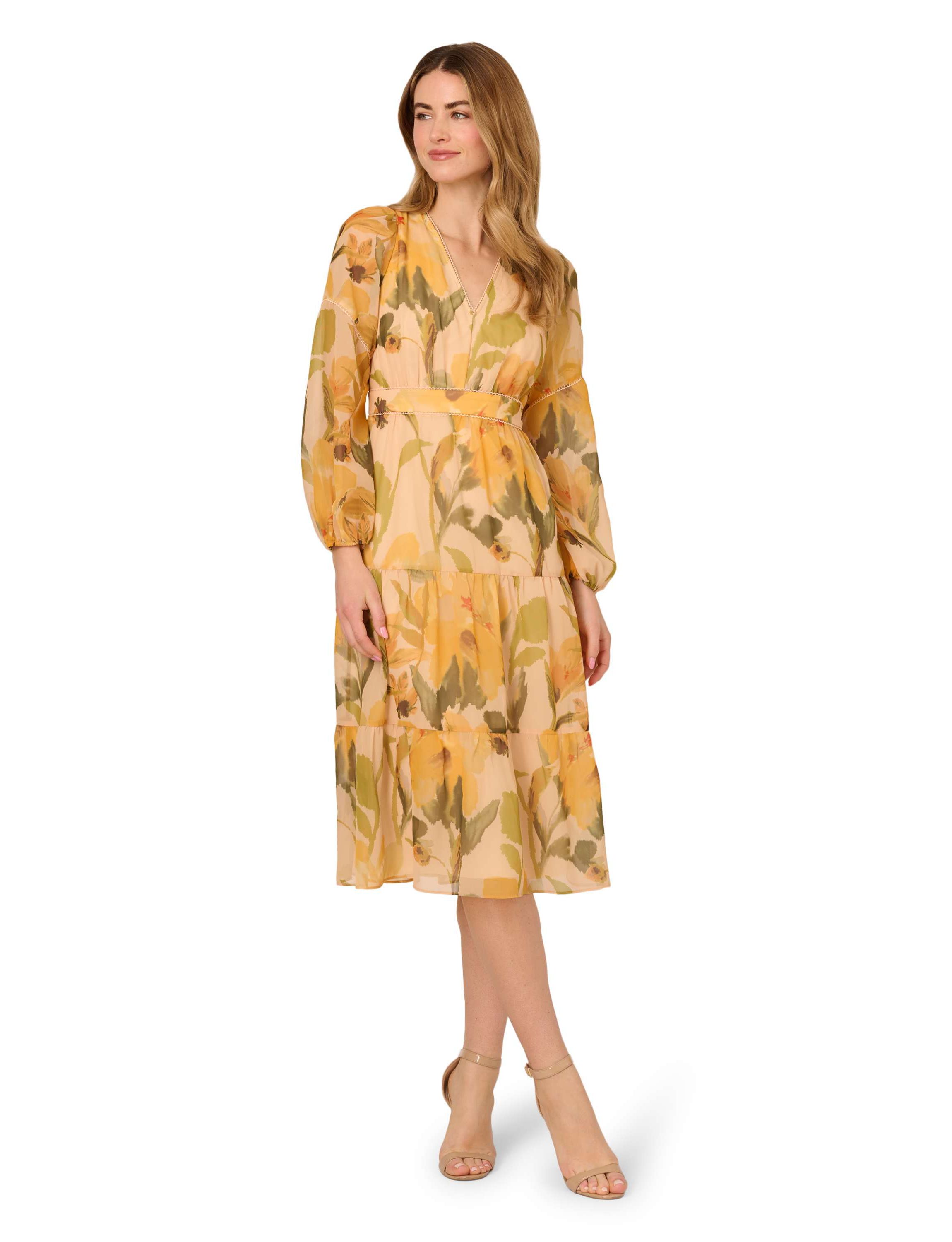 Floral Organza Midi Dress