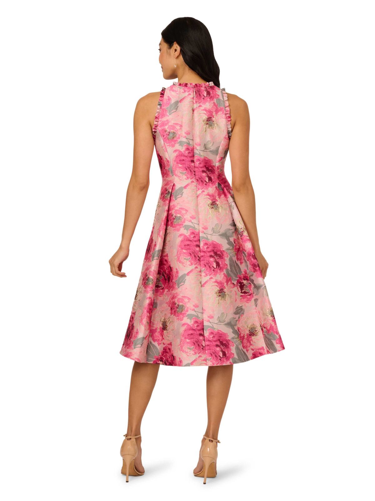 High Lo Jacquard Midi Dress