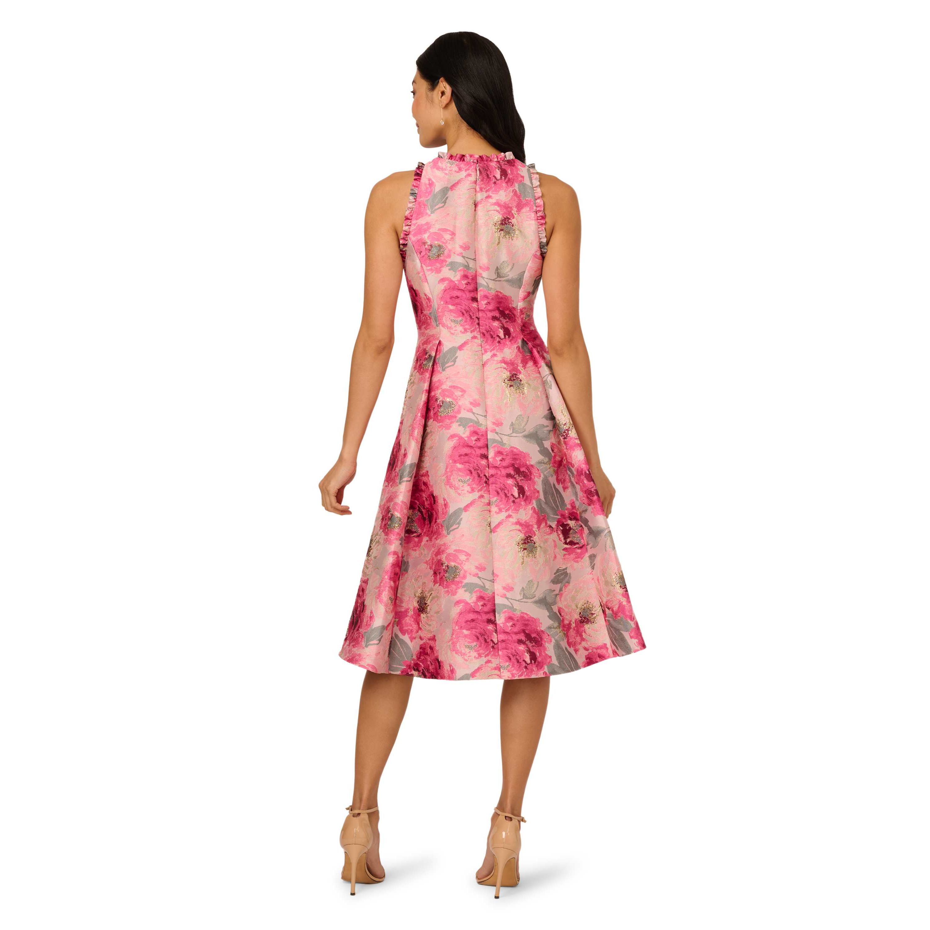 High Lo Jacquard Midi Dress