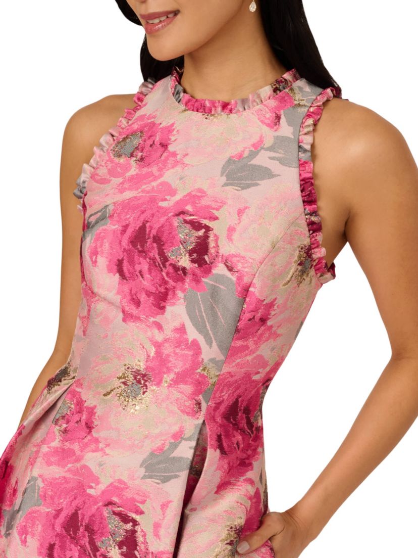 High Lo Jacquard Midi Dress