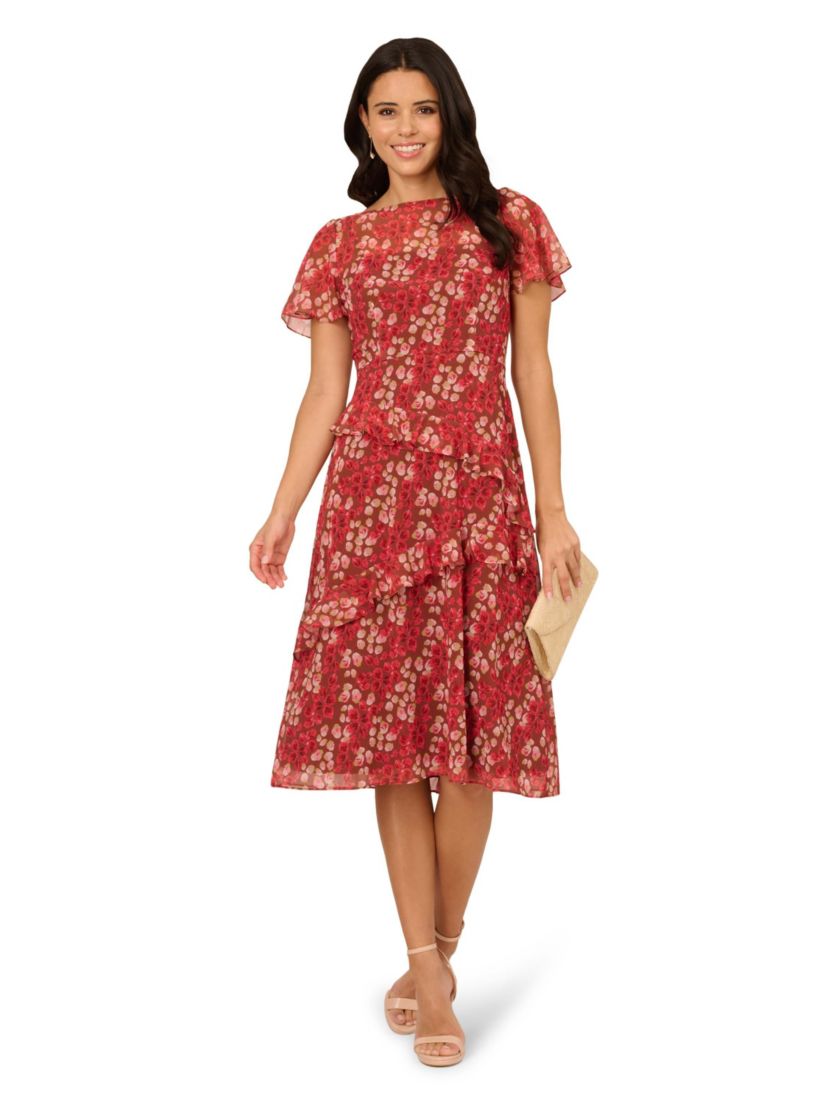 PRINT CRINKLE CHIFFON DRESS