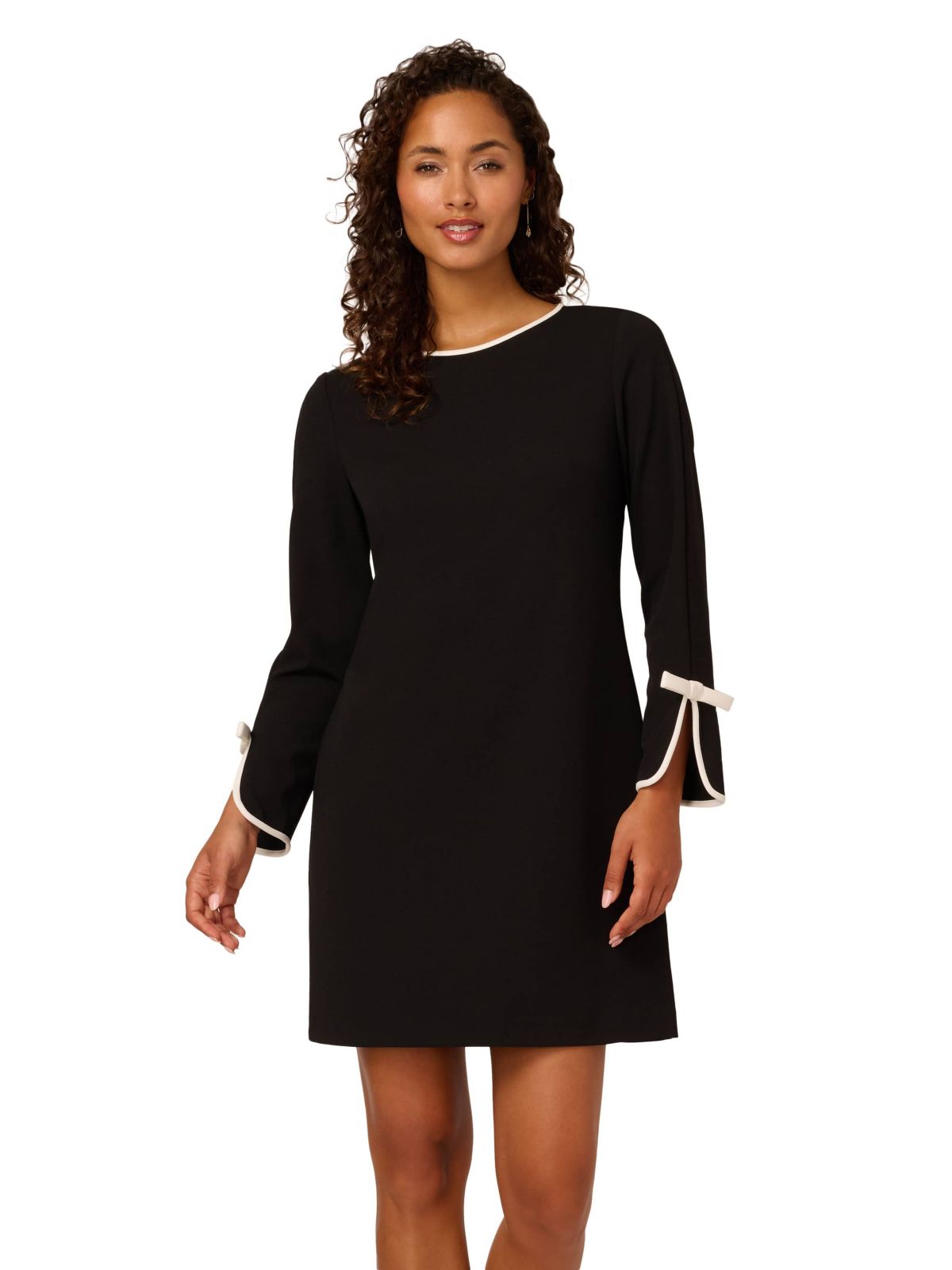 Long Sleeve Crepe Short Dress