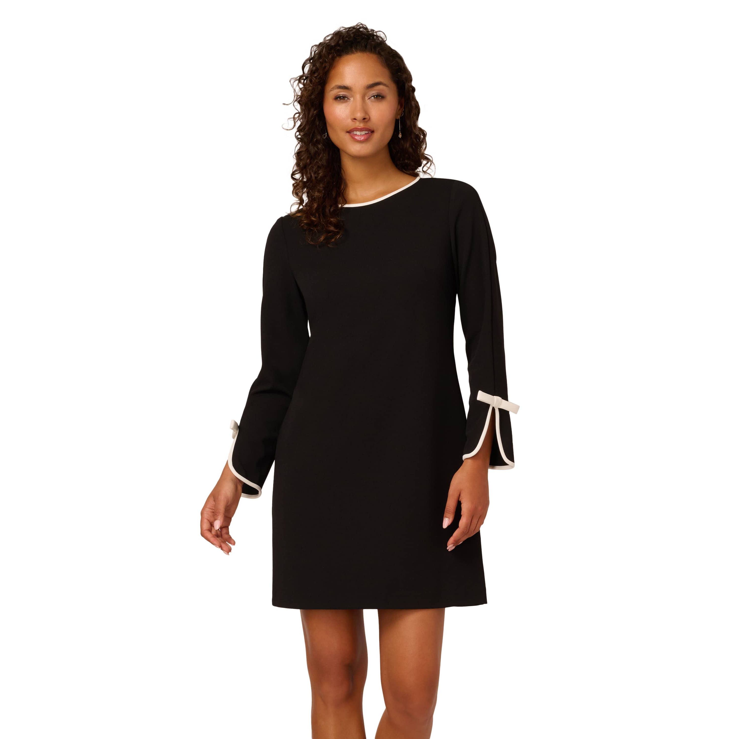 Long Sleeve Crepe Short Dress