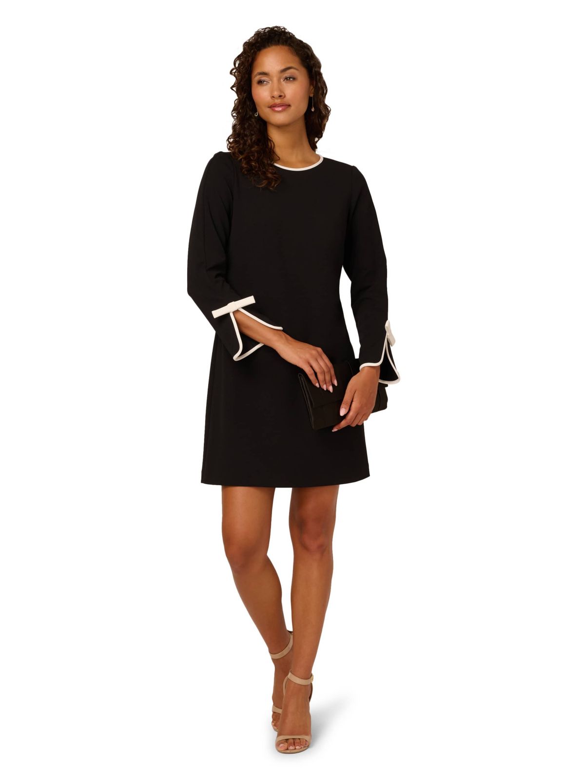 Long Sleeve Crepe Short Dress