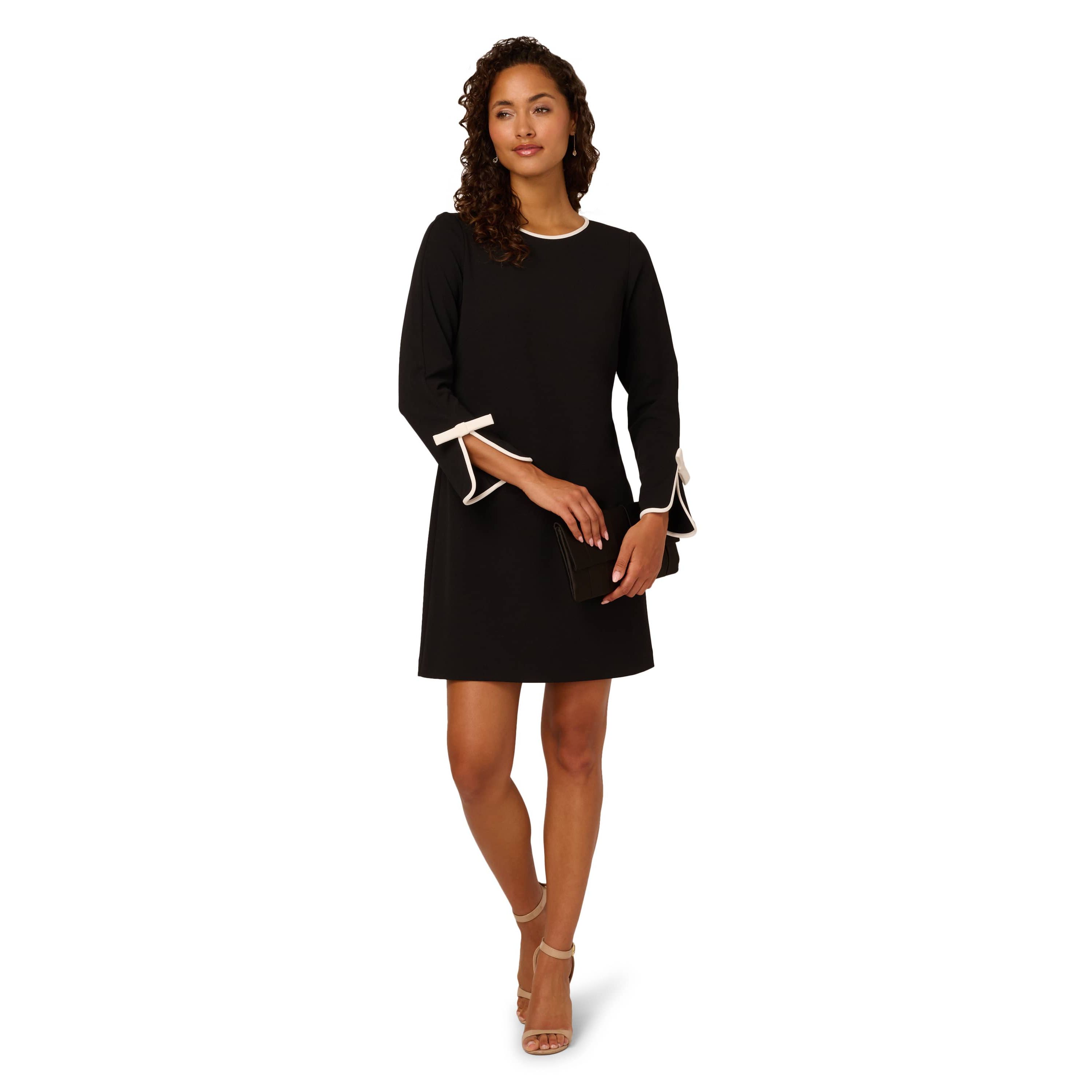 Long Sleeve Crepe Short Dress