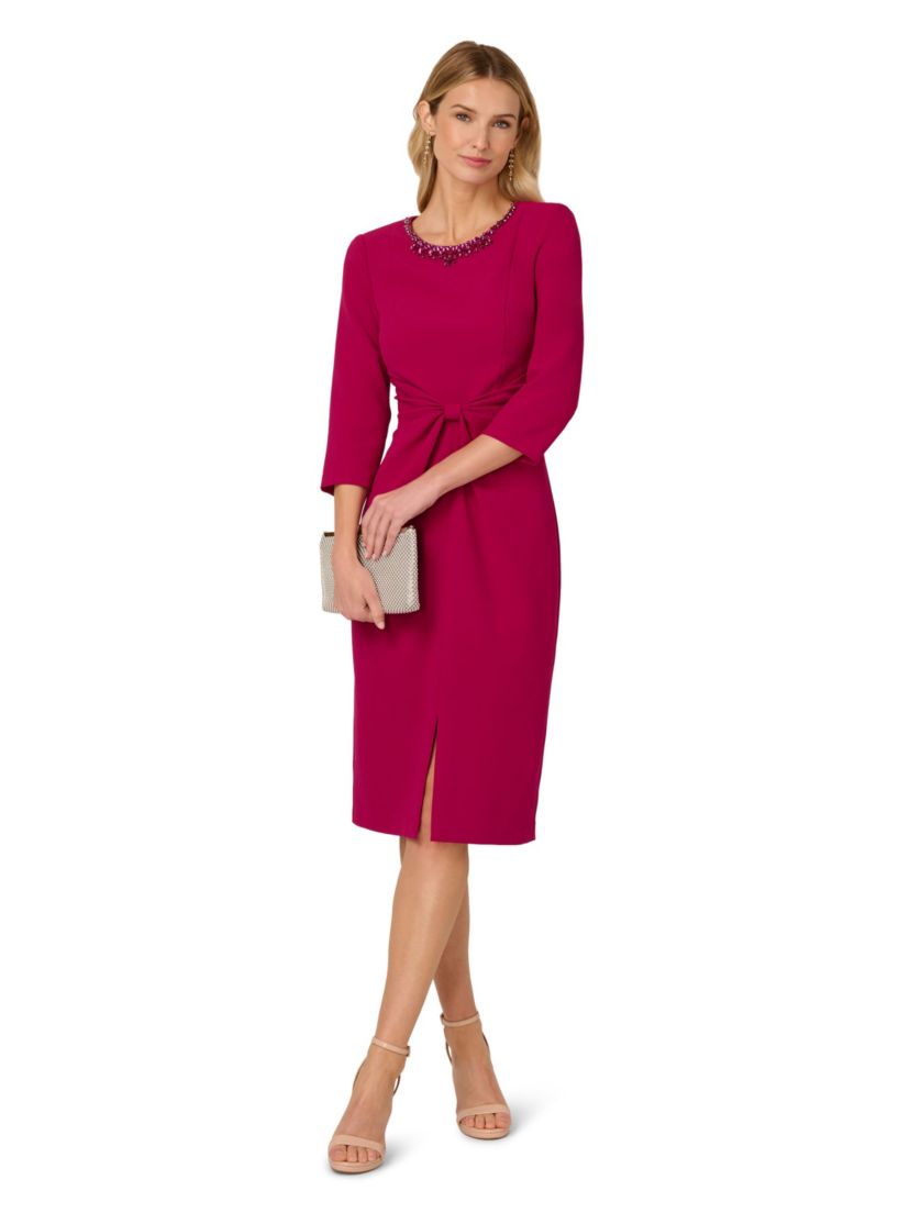 burgundy beaded bridesmaid dresses Corey Burgundy Beaded Crepe Maxi Dress - US 0