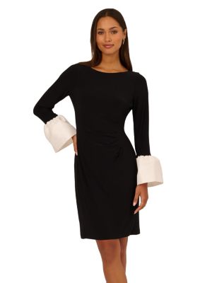 Adrianna Papell Women's Short Dress With Cuff Detail, Black, 12