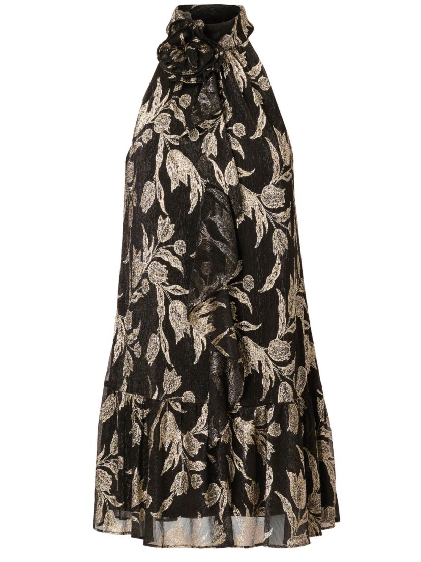 3D Floral Halter Short Dress