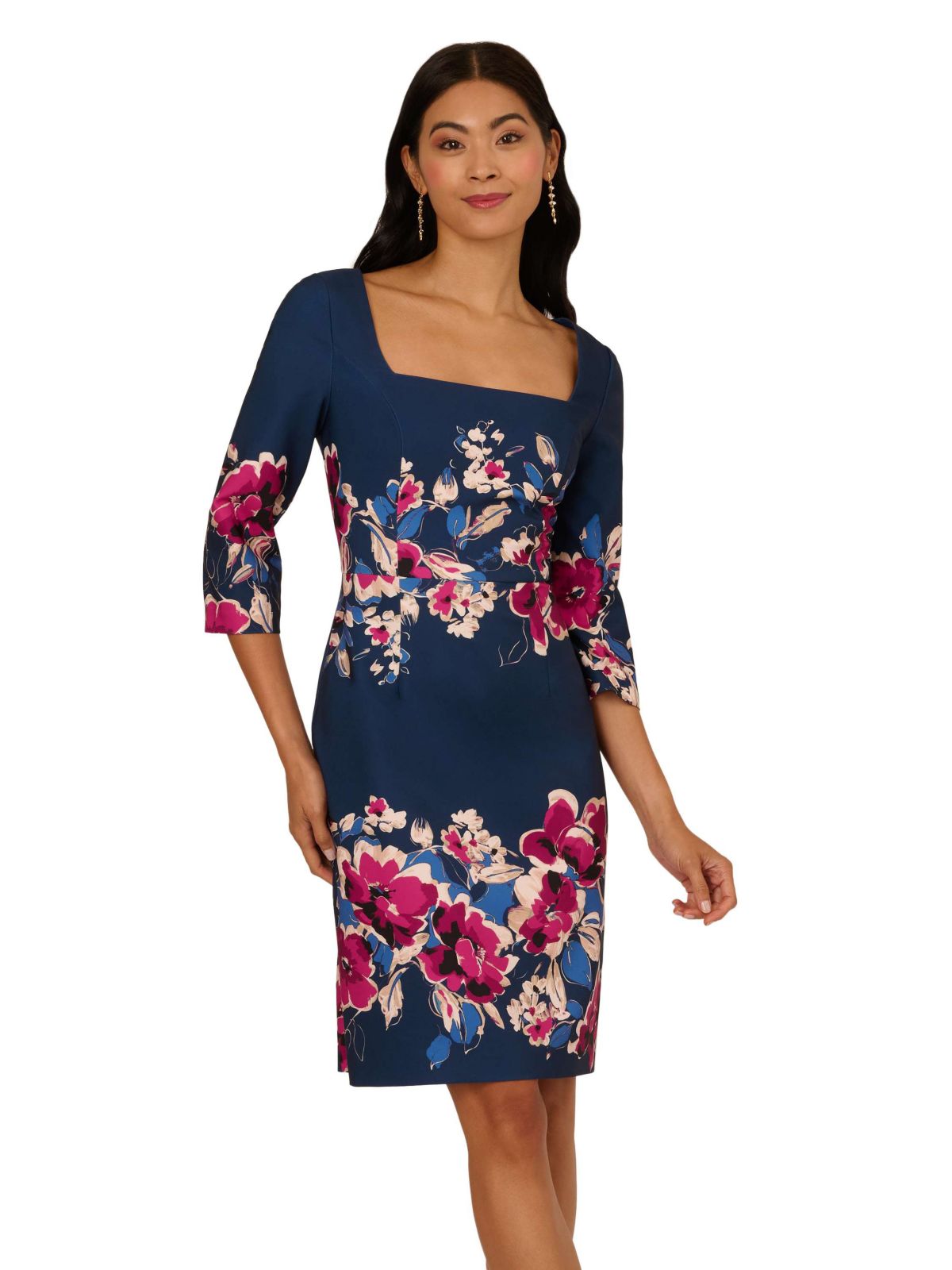 Border Floral Midi Dress