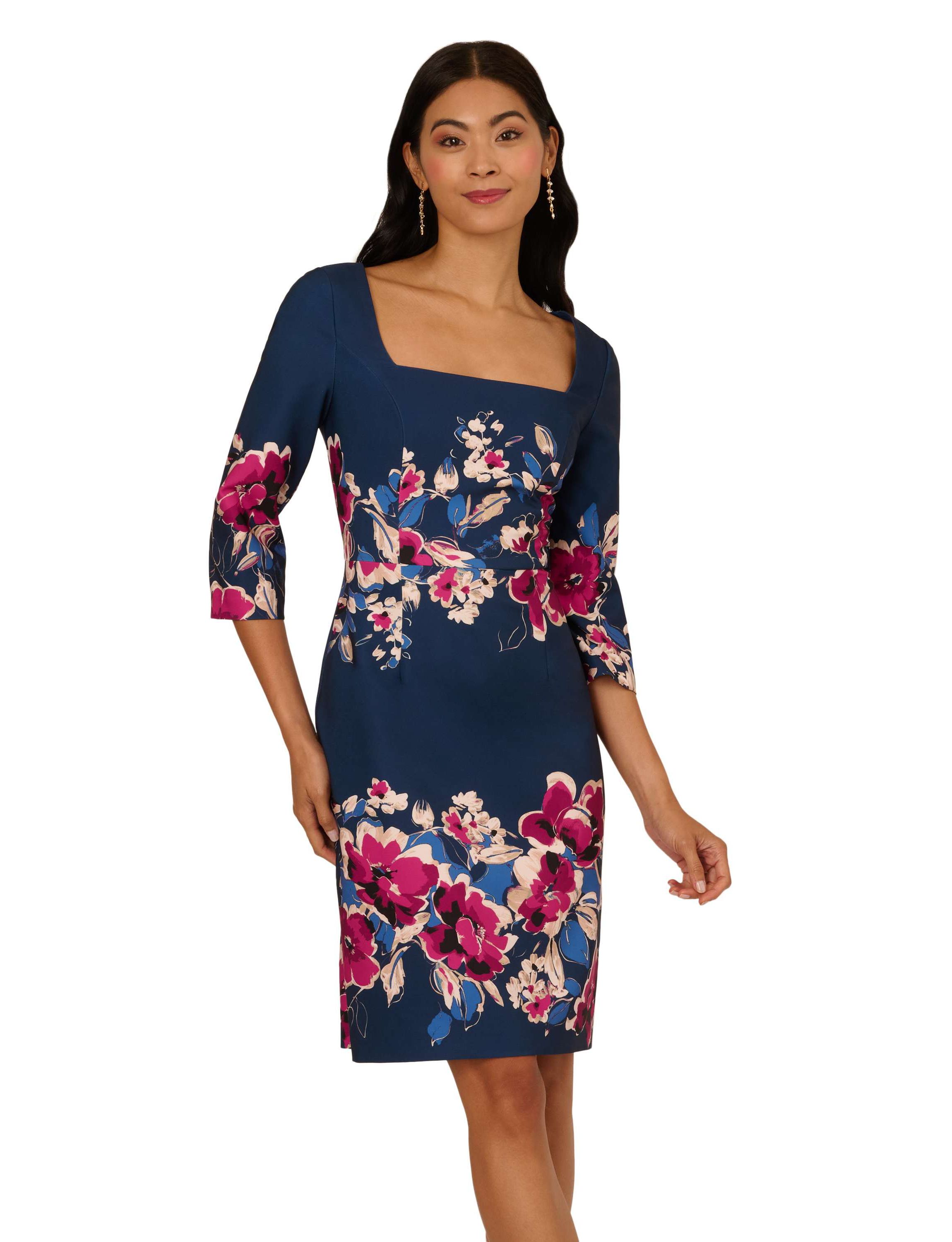 Border Floral Midi Dress