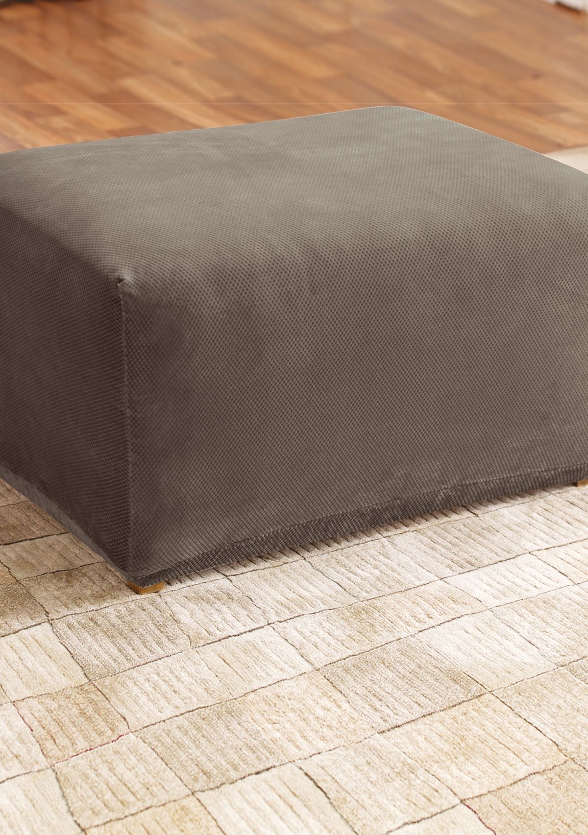 Stretch Pique Ottoman Slipcover