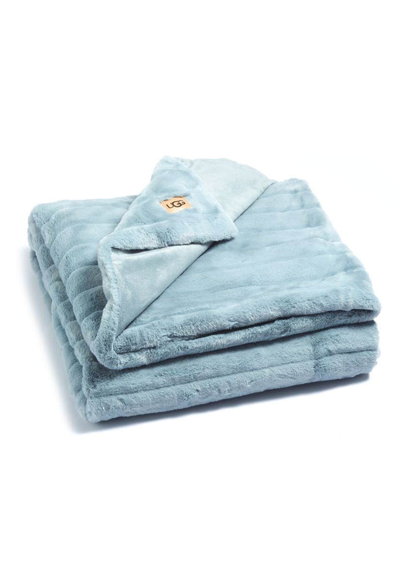Boxed Faux Fur Throw Blanket