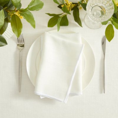 Villeroy & Boch Classic Embroidered Border Napkins, Set of 6, White