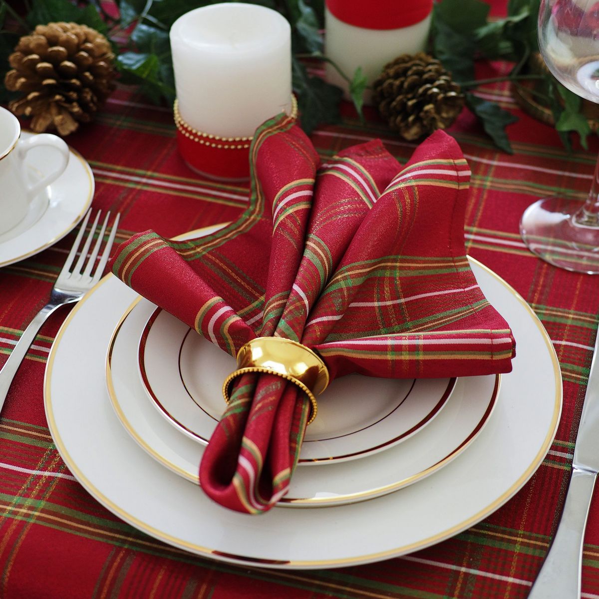 Shimmering Plaid Napkins, Set of 4