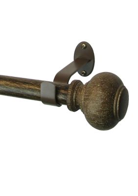 Rhinebeck Rustic Faux Wood 1" Window Drapery Single Curtain Rod