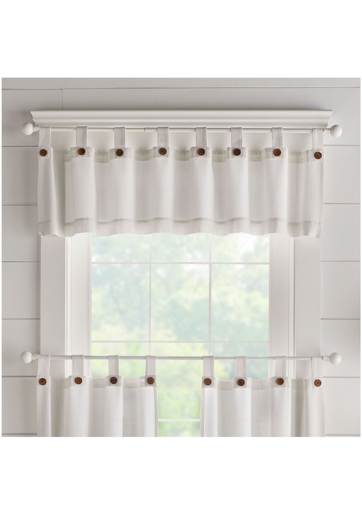 Tucker Solid Button Window Kitchen Valance - 60x15