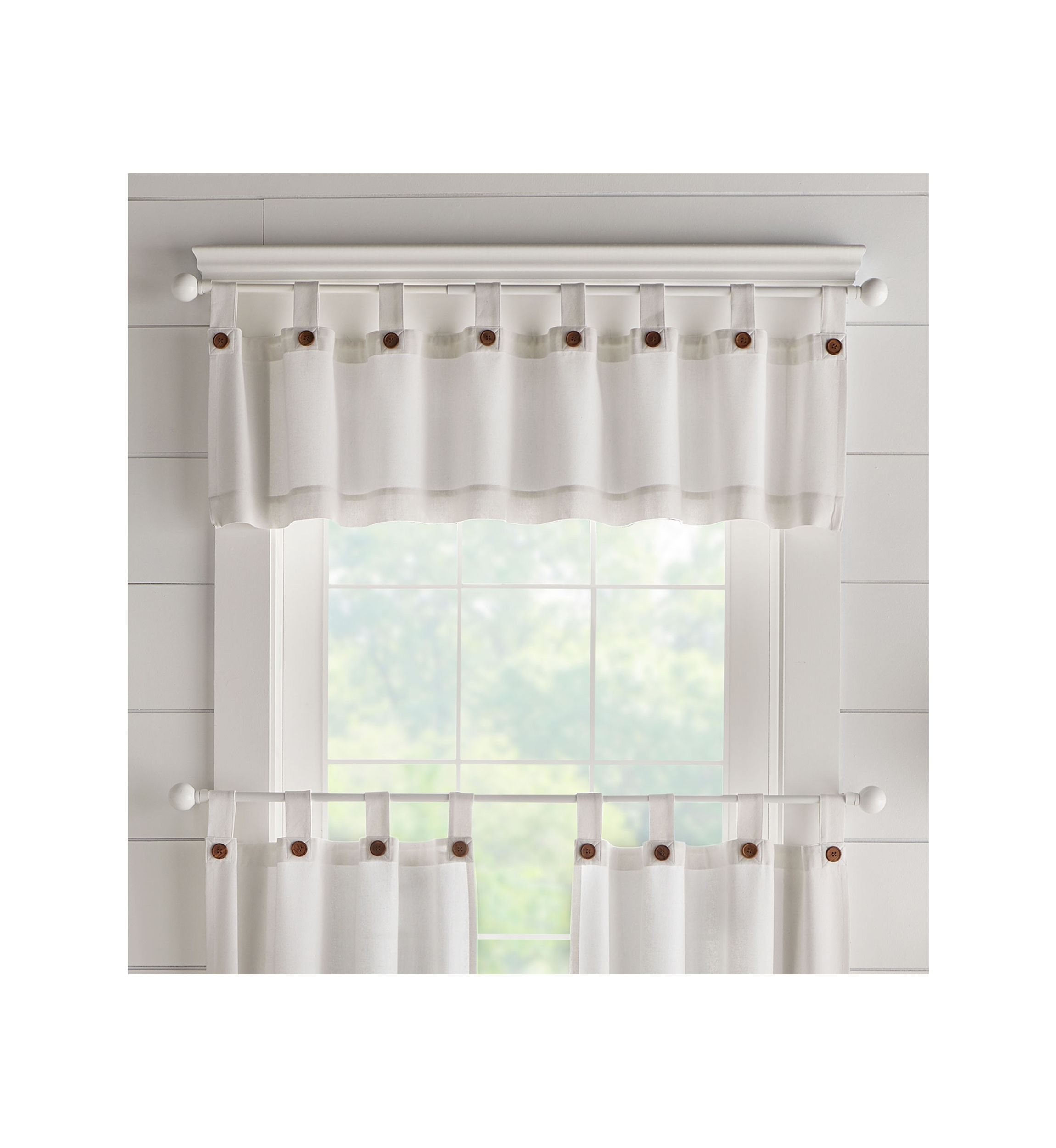 Tucker Solid Button Window Kitchen Valance - 60x15