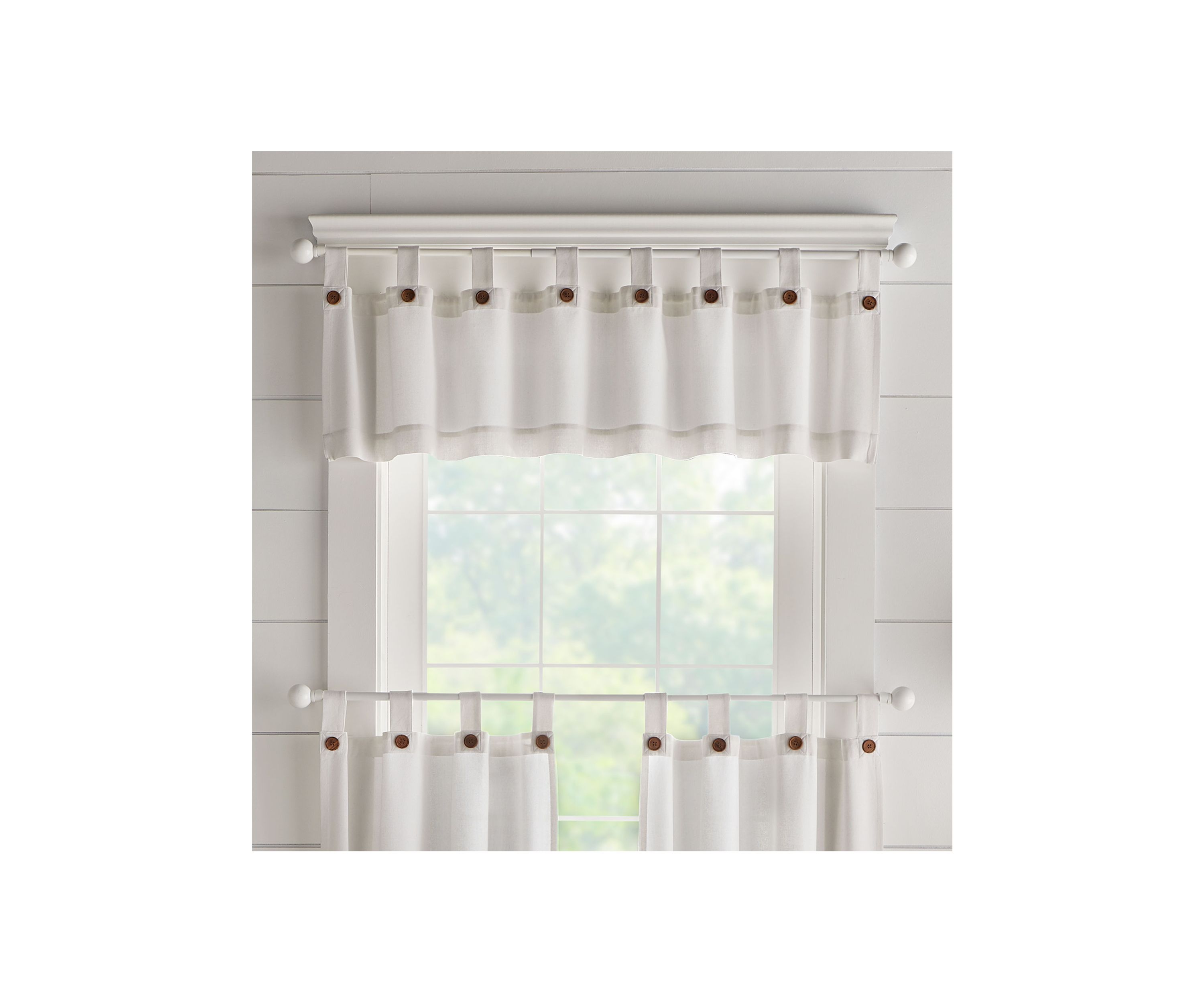 Tucker Solid Button Window Kitchen Valance - 60x15