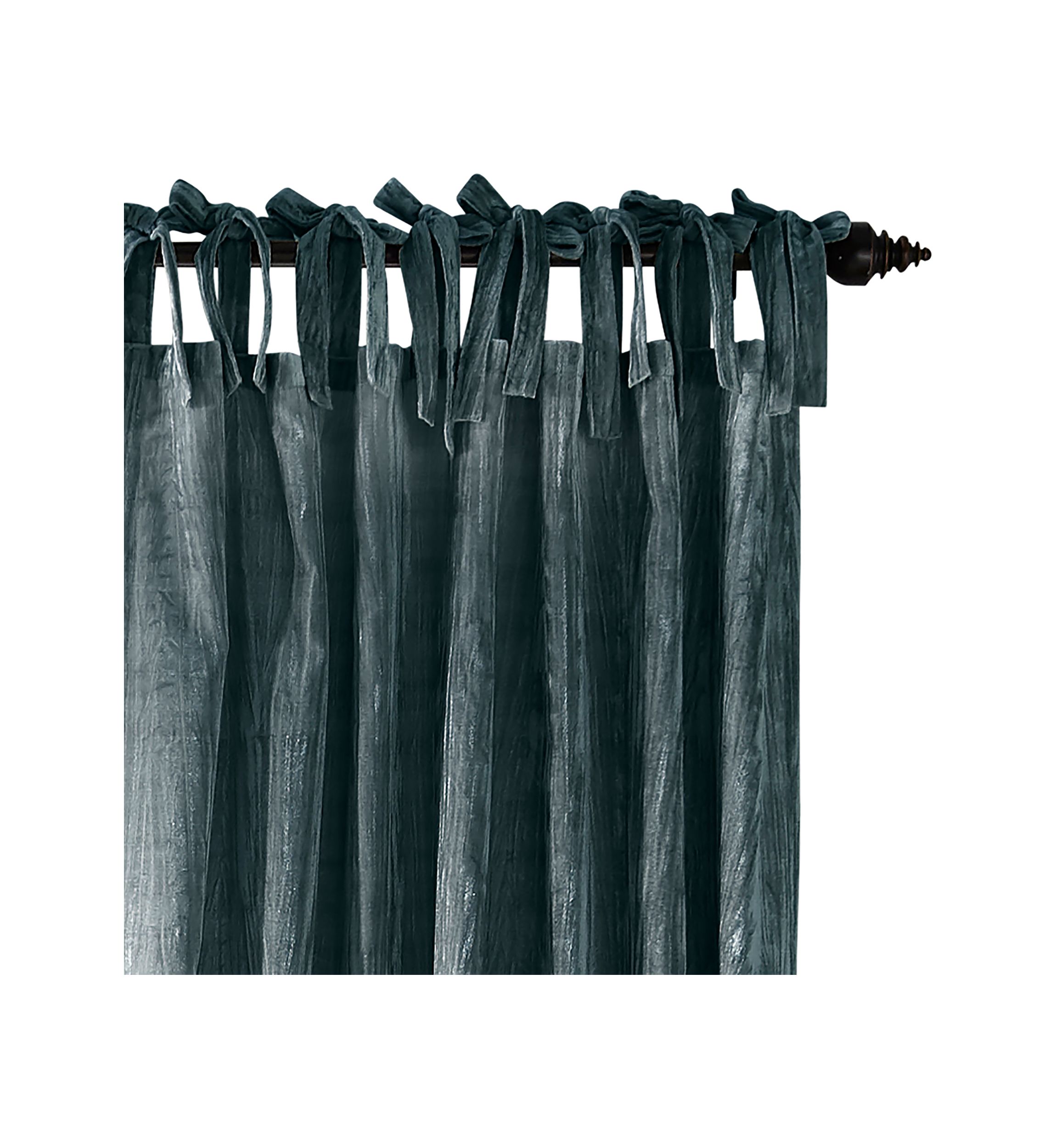 Korena Rustic Vogue Tie Top Crushed Velvet Window Curtain Panel